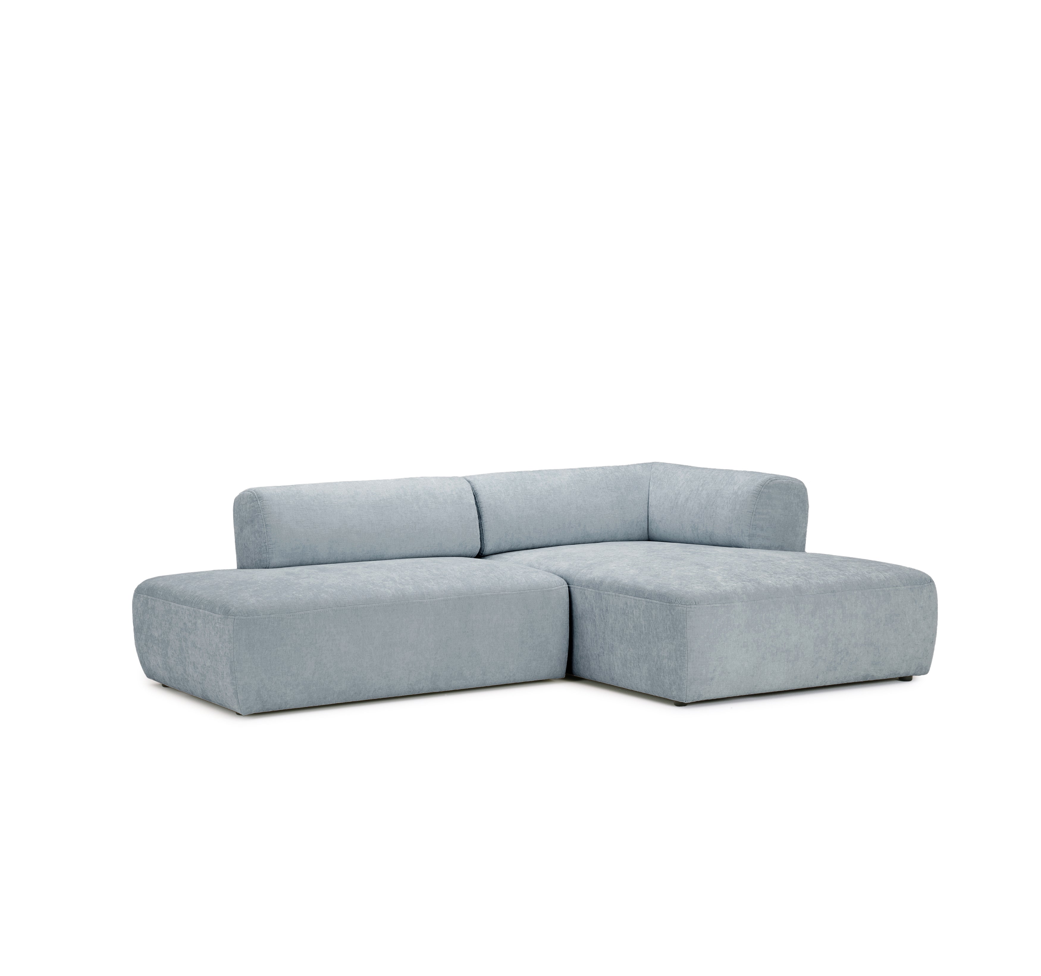 Canapé d’angle droit Lancry en tissu chenille gris Paname Avenue, vue trois-quarts sur fond blanc