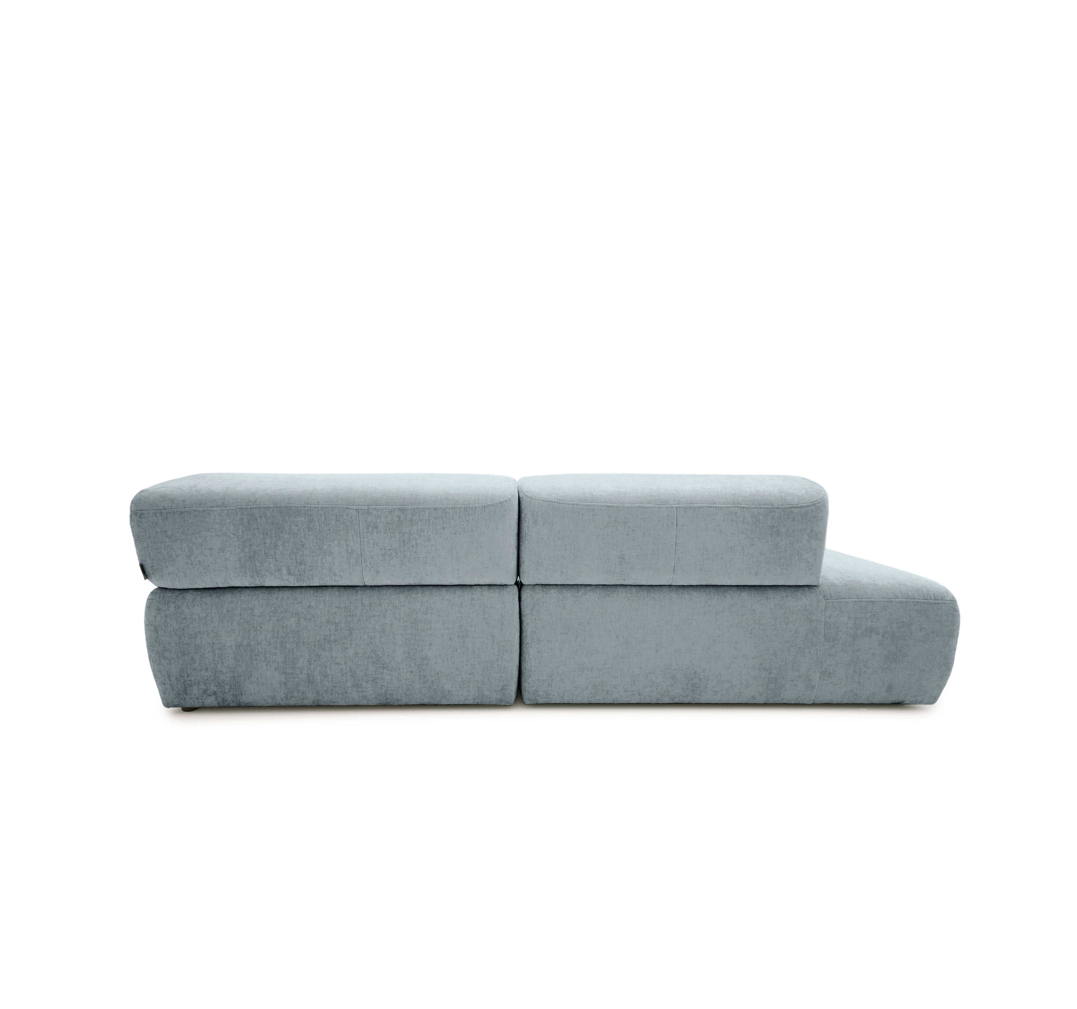 Canapé d’angle droit Lancry en tissu chenille gris Paname Avenue, vue arrière sur fond blanc