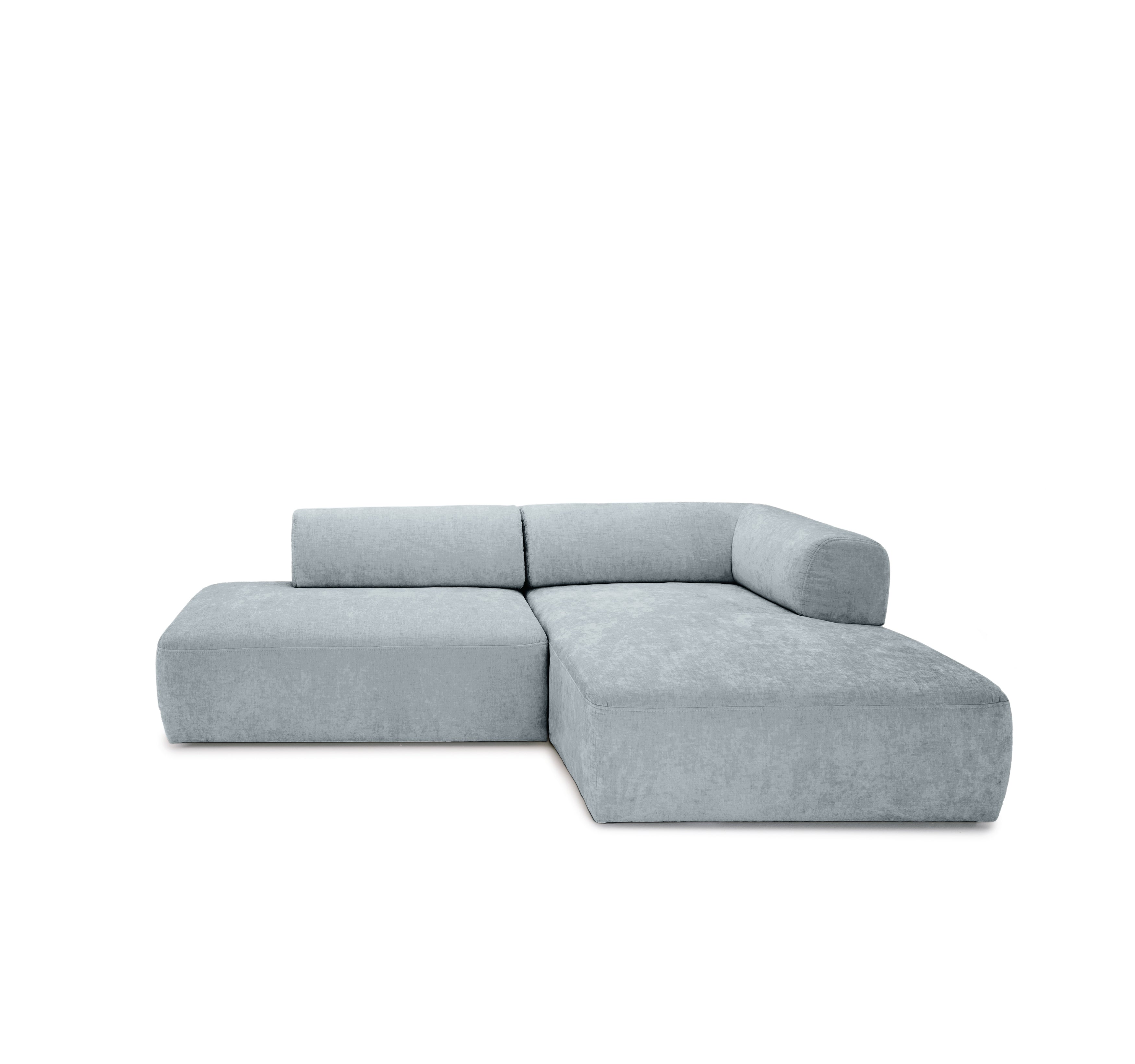 Canapé d’angle droit Lancry en tissu chenille gris Paname Avenue, vue de face sur fond blanc