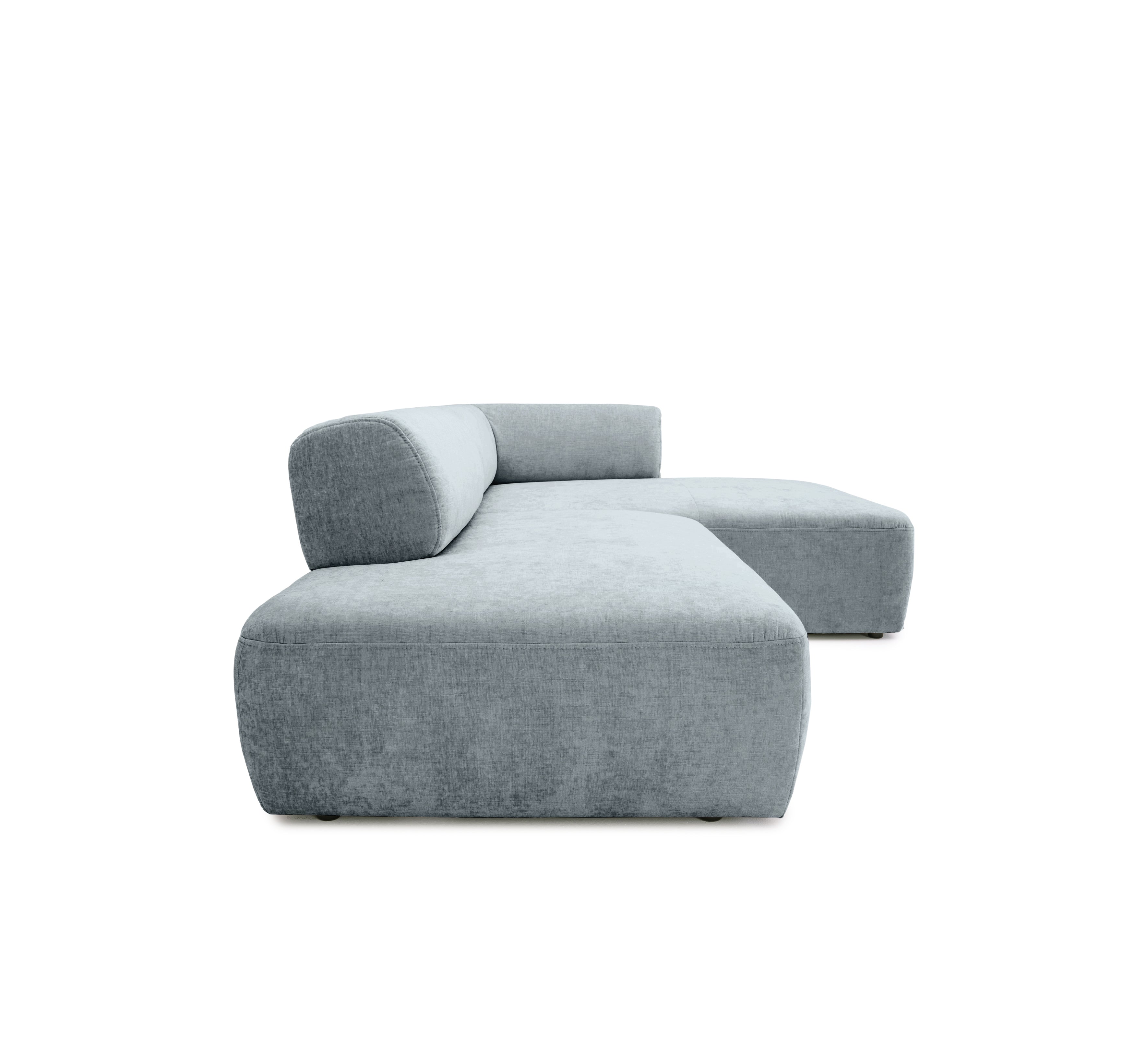 Canapé d’angle droit Lancry en tissu chenille gris Paname Avenue, vue de profil sur fond blanc