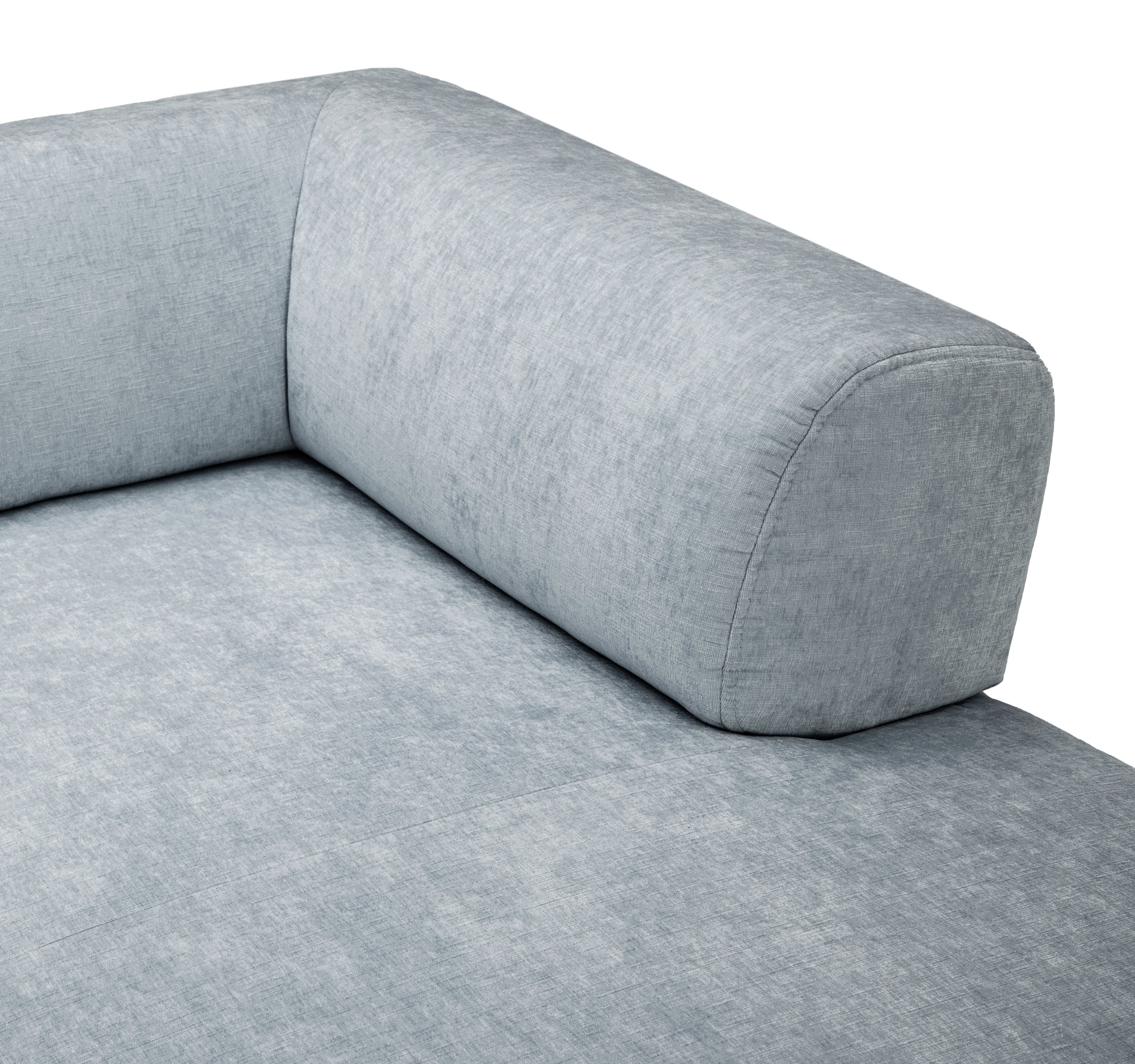 Canapé d’angle droit Lancry en tissu chenille gris Paname Avenue, zoom sur l’accoudoir
