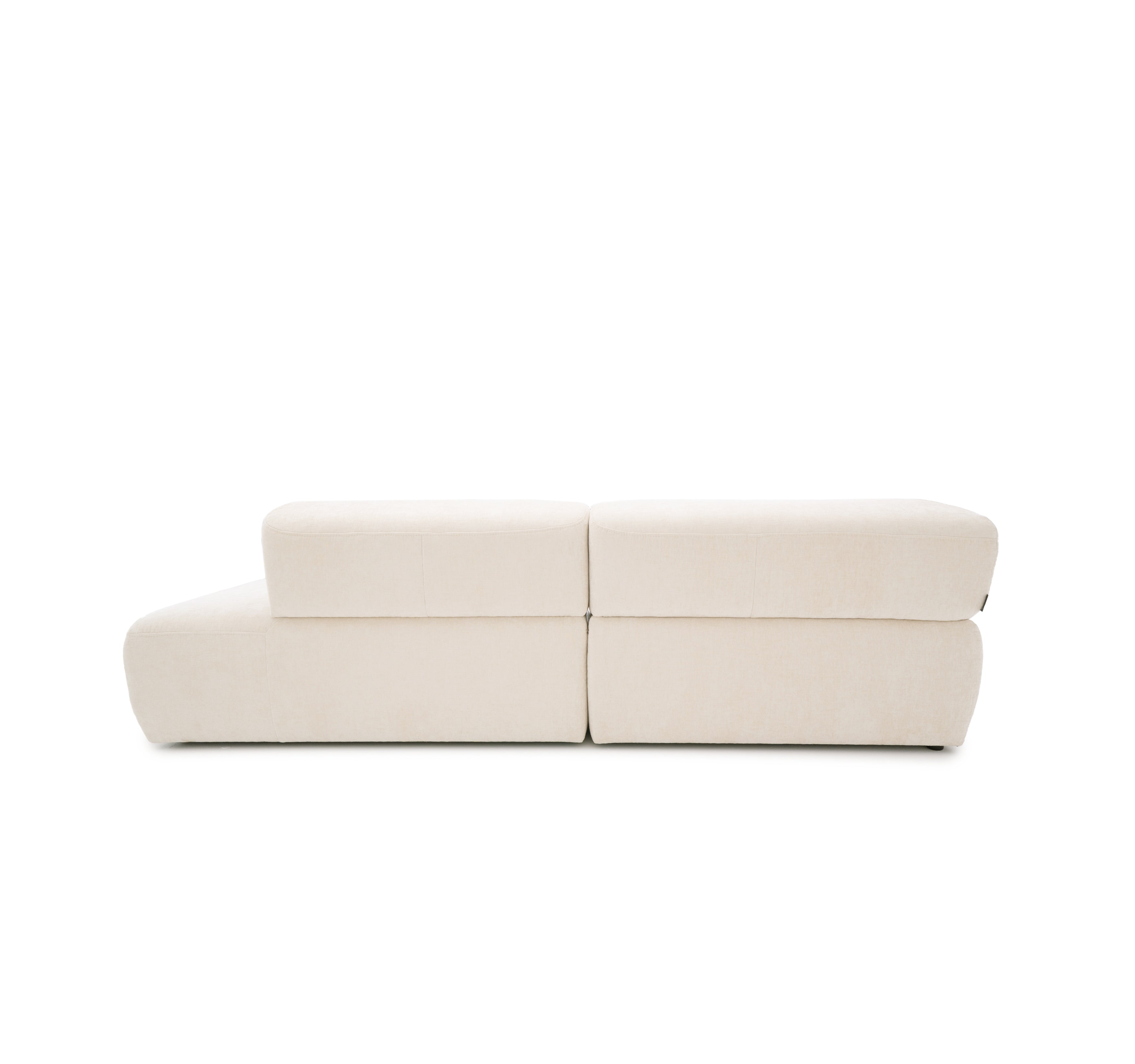 Canapé d’angle gauche Lancry en tissu chenille beige Paname Avenue, vue arrière sur fond blanc