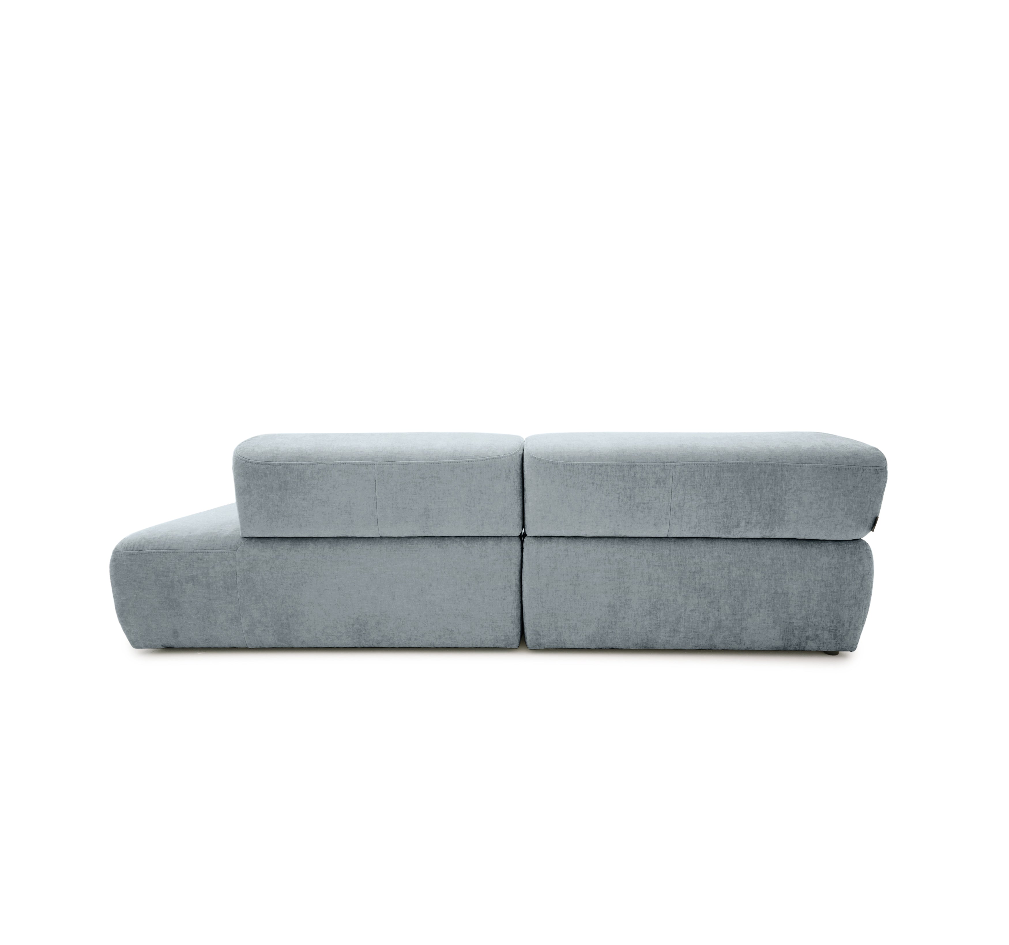 Canapé d’angle gauche Lancry en tissu chenille gris Paname Avenue, vue arrière sur fond blanc