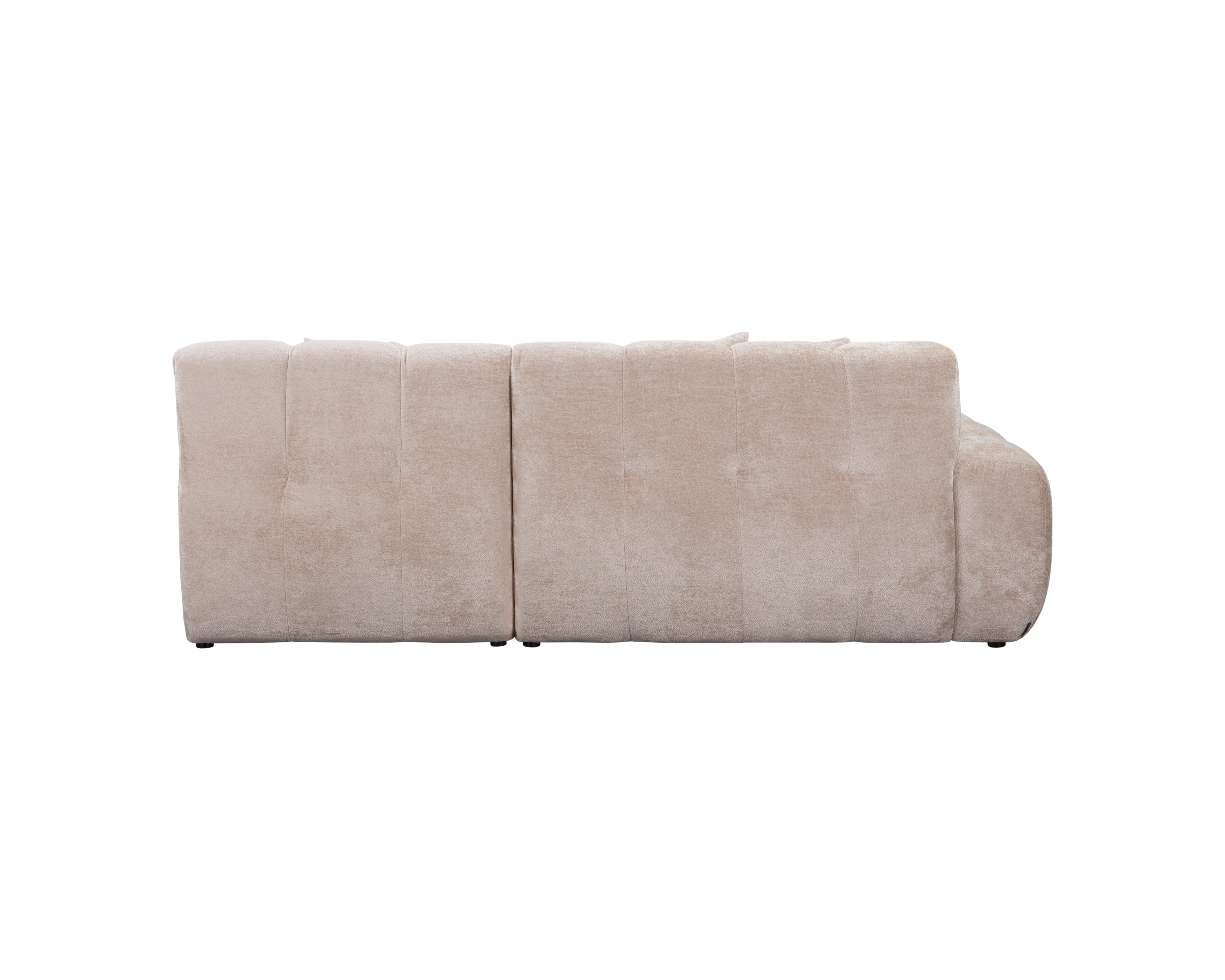 Canapé d’angle droit Fontaine au Roi en tissu chenille beige Paname Avenue, vue arrière sur fond blanc