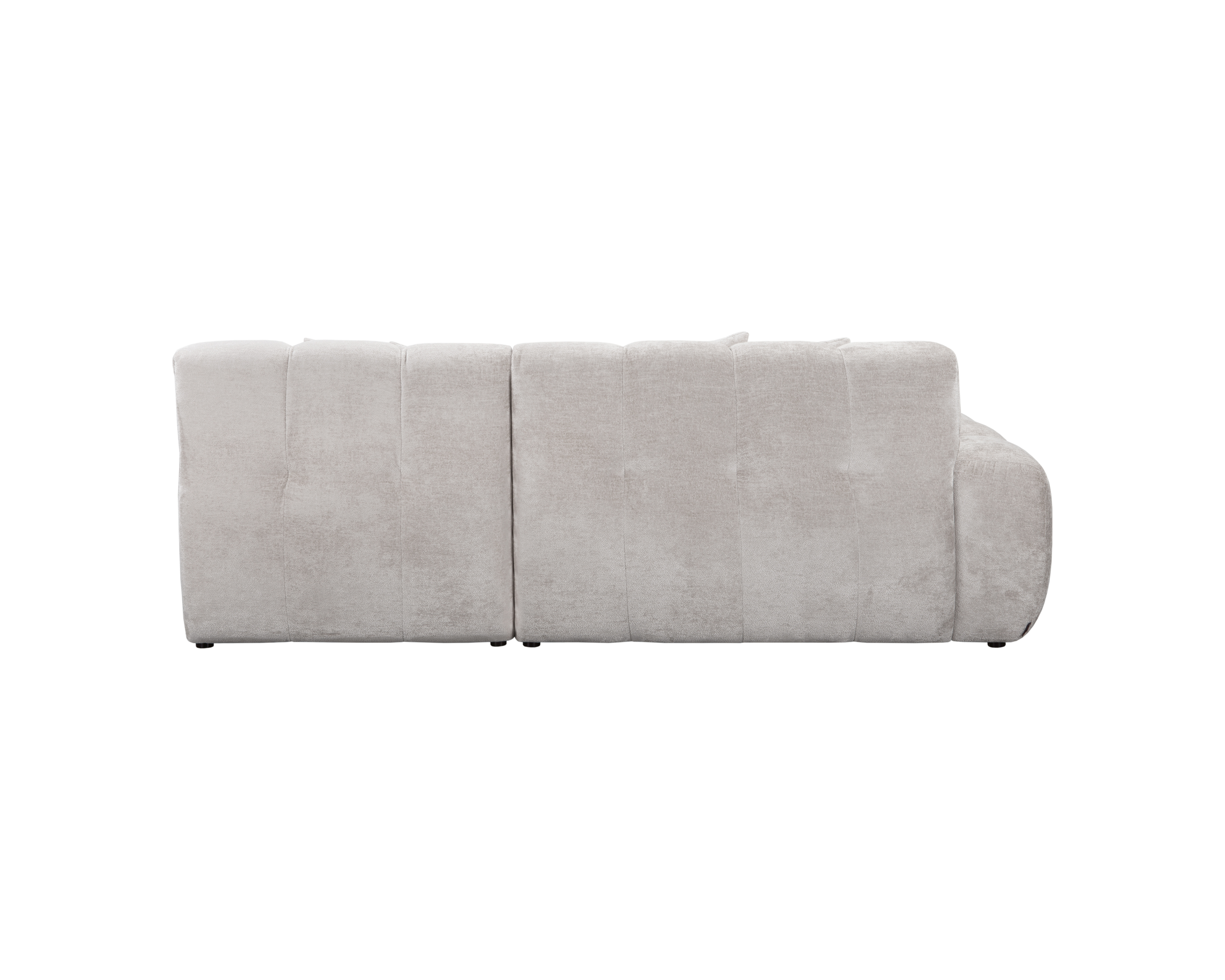 Canapé d’angle droit Fontaine au Roi en tissu chenille gris Paname Avenue, vue arrière sur fond blanc
