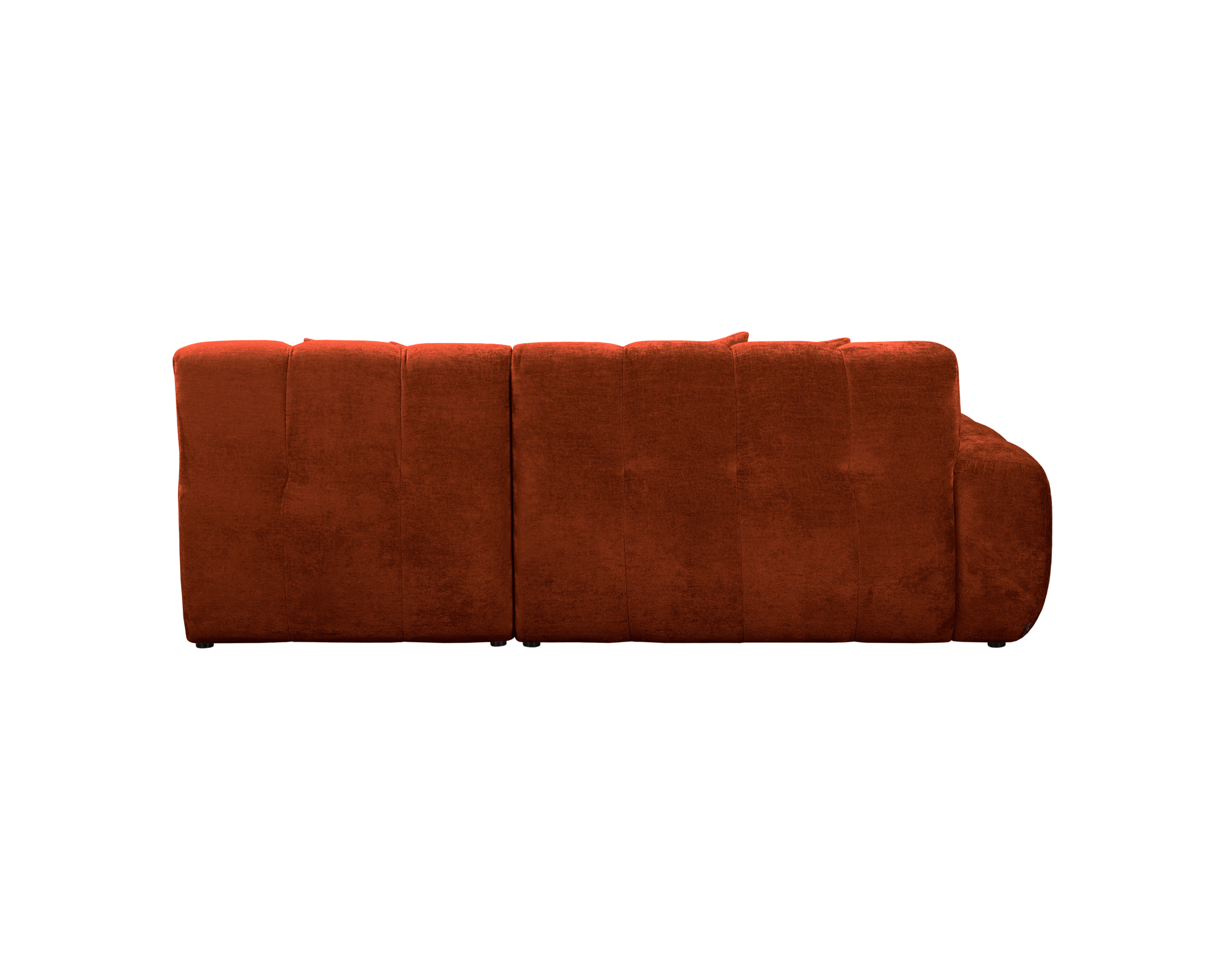 Canapé d’angle droit Fontaine au Roi en tissu chenille terracotta Paname Avenue, vue arrière sur fond blanc