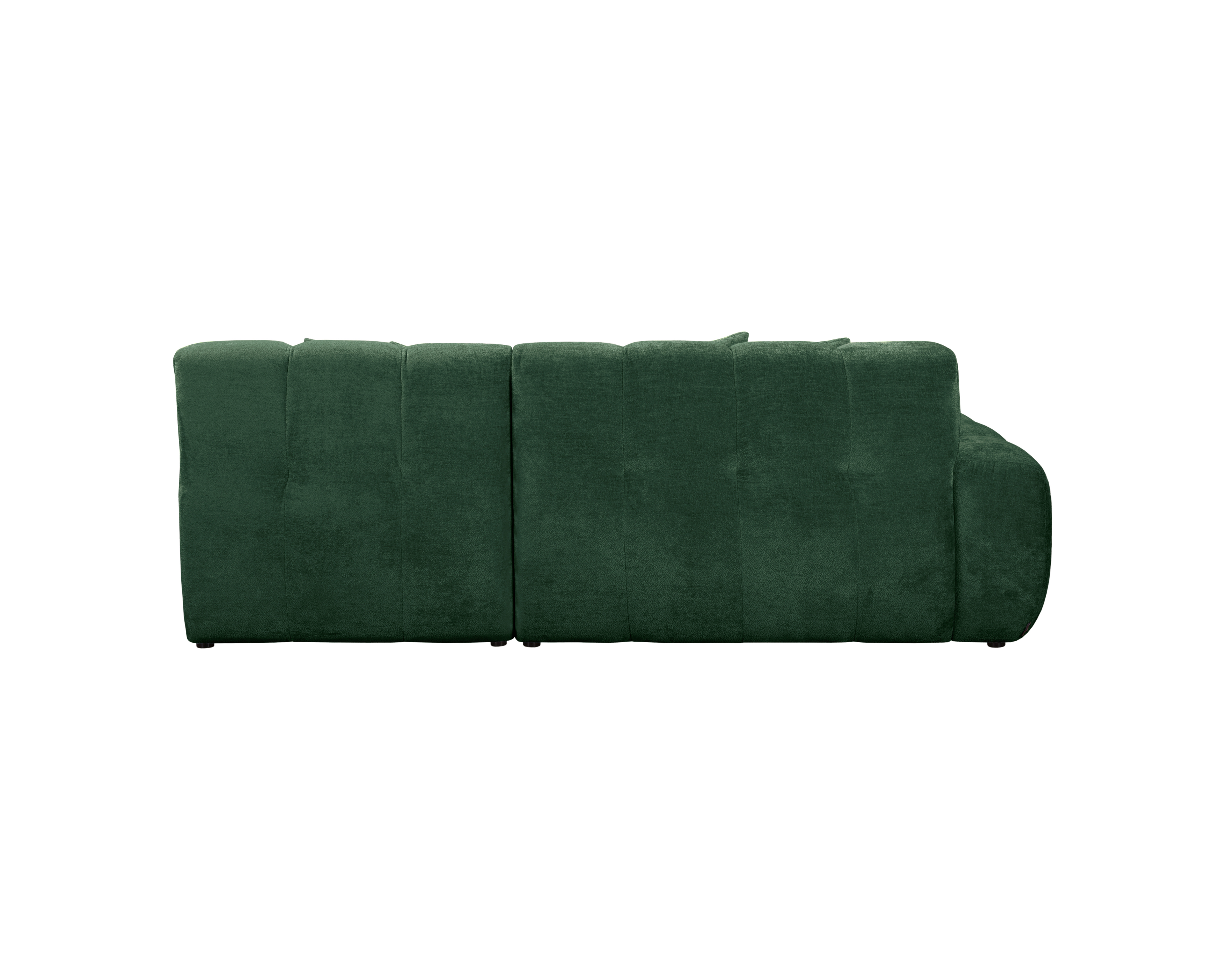 Canapé d’angle droit Fontaine au Roi en tissu chenille vert Paname Avenue, vue arrière sur fond blanc