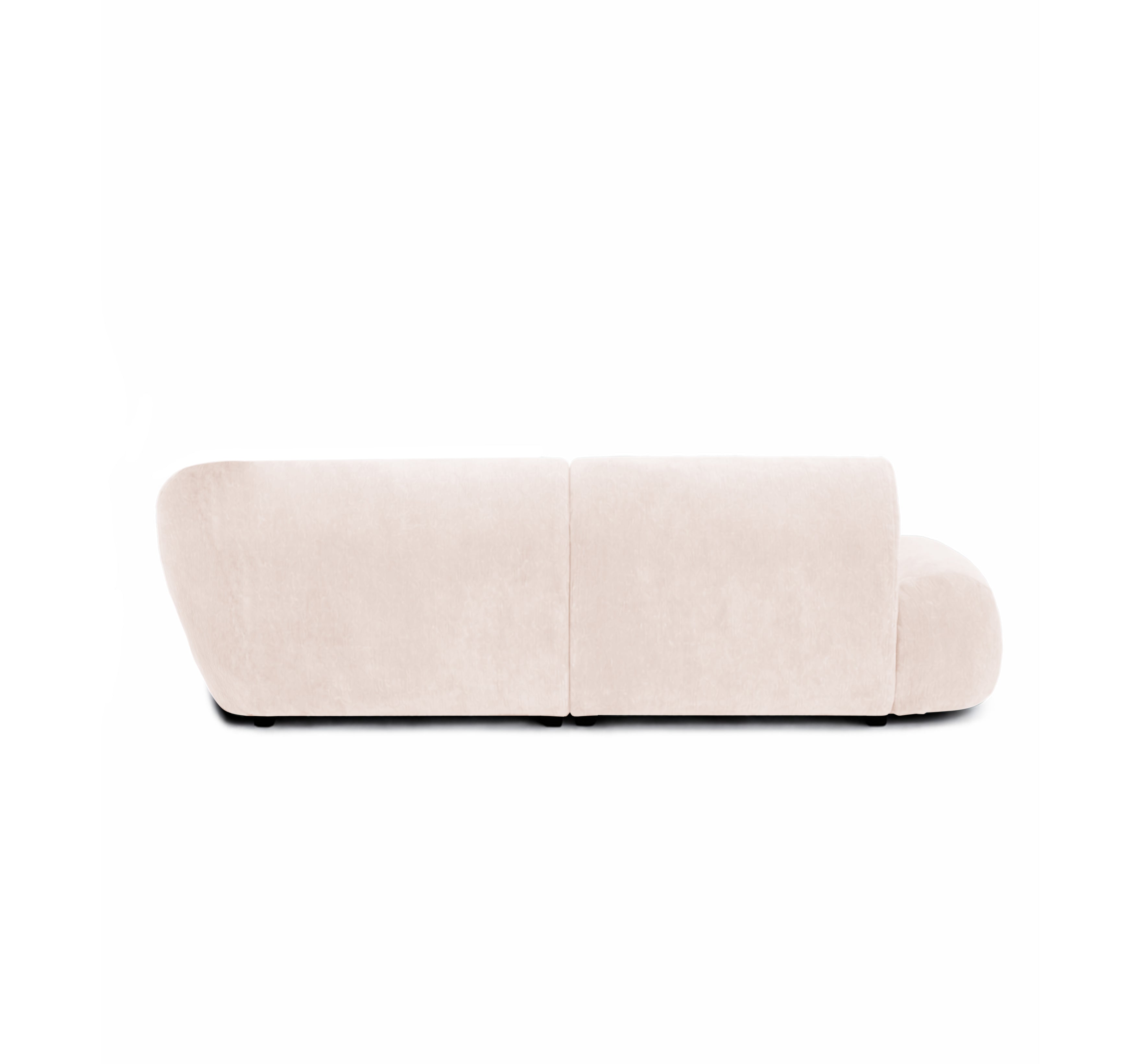 Canapé d’angle droit Saint-Denis en tissu chenille beige Paname Avenue, vue arrière sur fond blanc