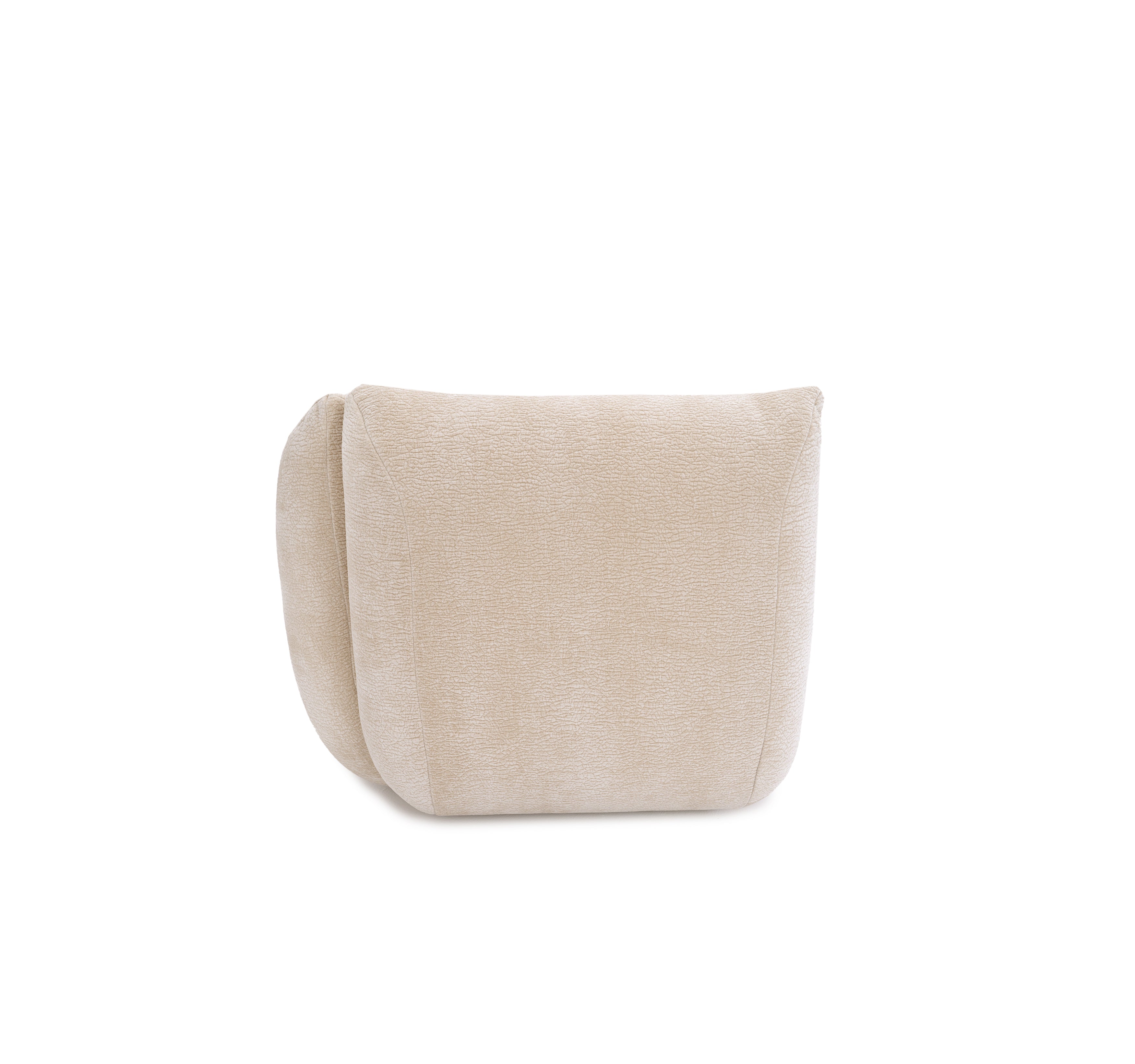 Canapé d’angle droit Sainte-Croix en tissu chenille beige Paname Avenue, vue de profil sur fond blanc