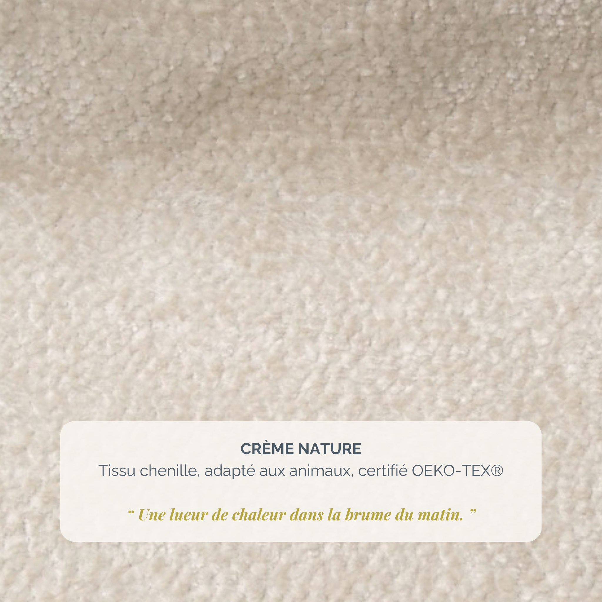 Canapé d’angle gauche Caire en tissu chenille crème Paname Avenue, détail de la texture du revêtement