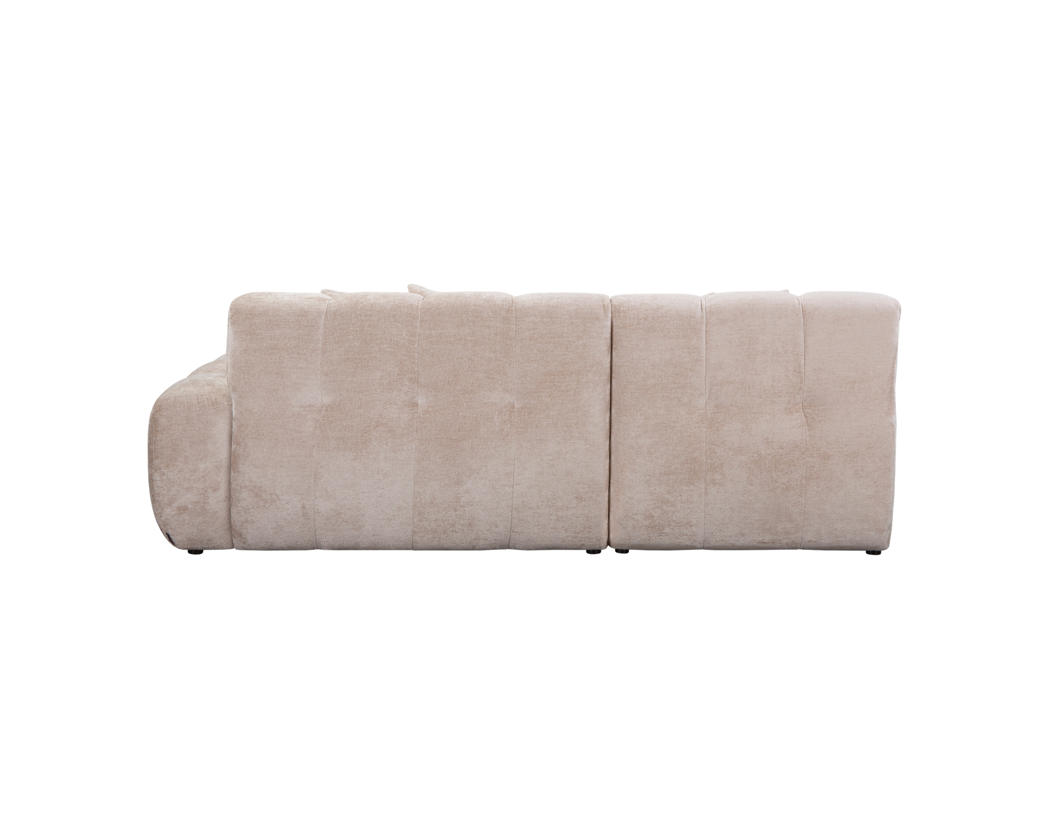 Canapé d’angle gauche Fontaine au Roi en tissu chenille beige Paname Avenue, vue arrière sur fond blanc