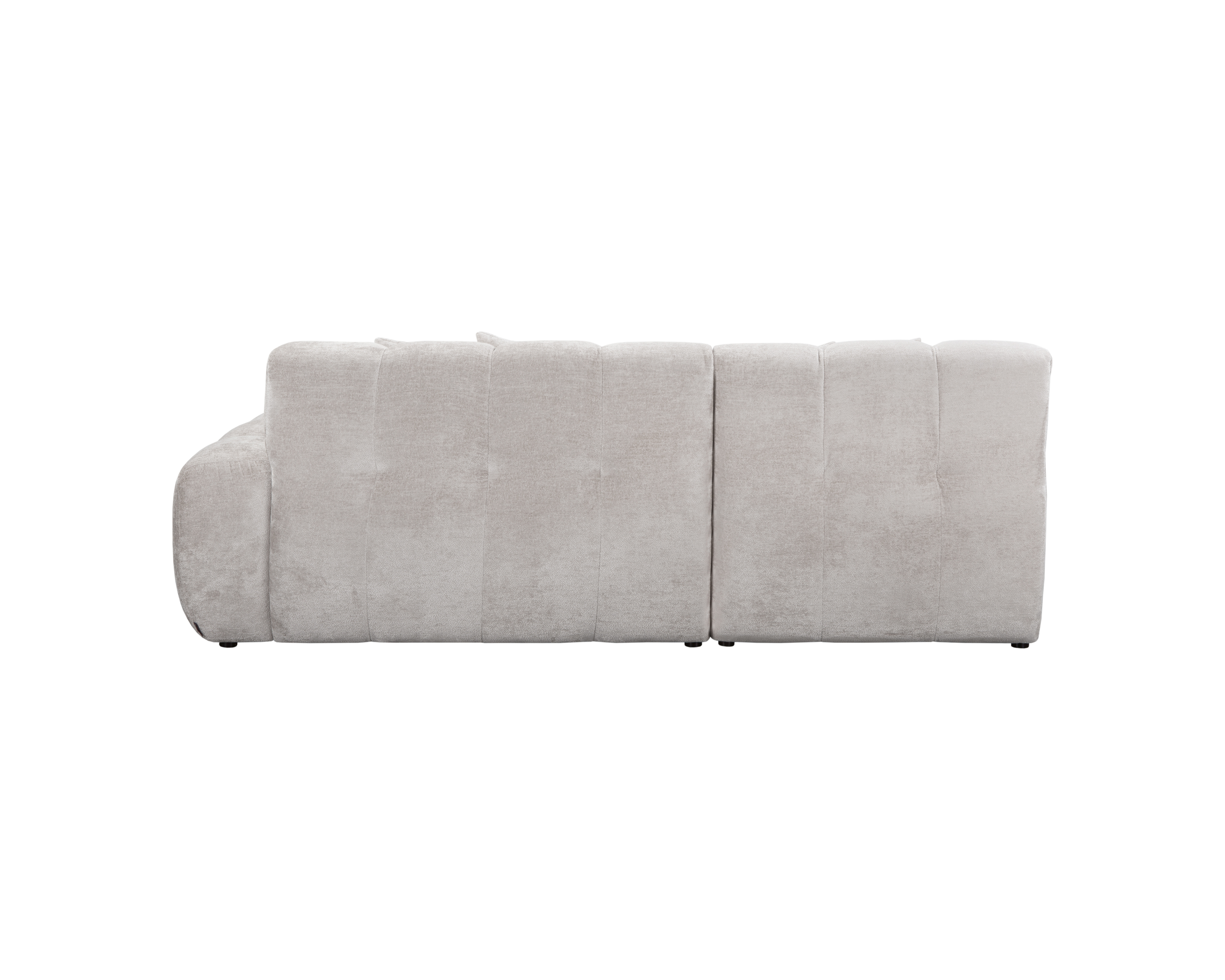 Canapé d’angle gauche Fontaine au Roi en tissu chenille gris Paname Avenue, vue arrière sur fond blanc