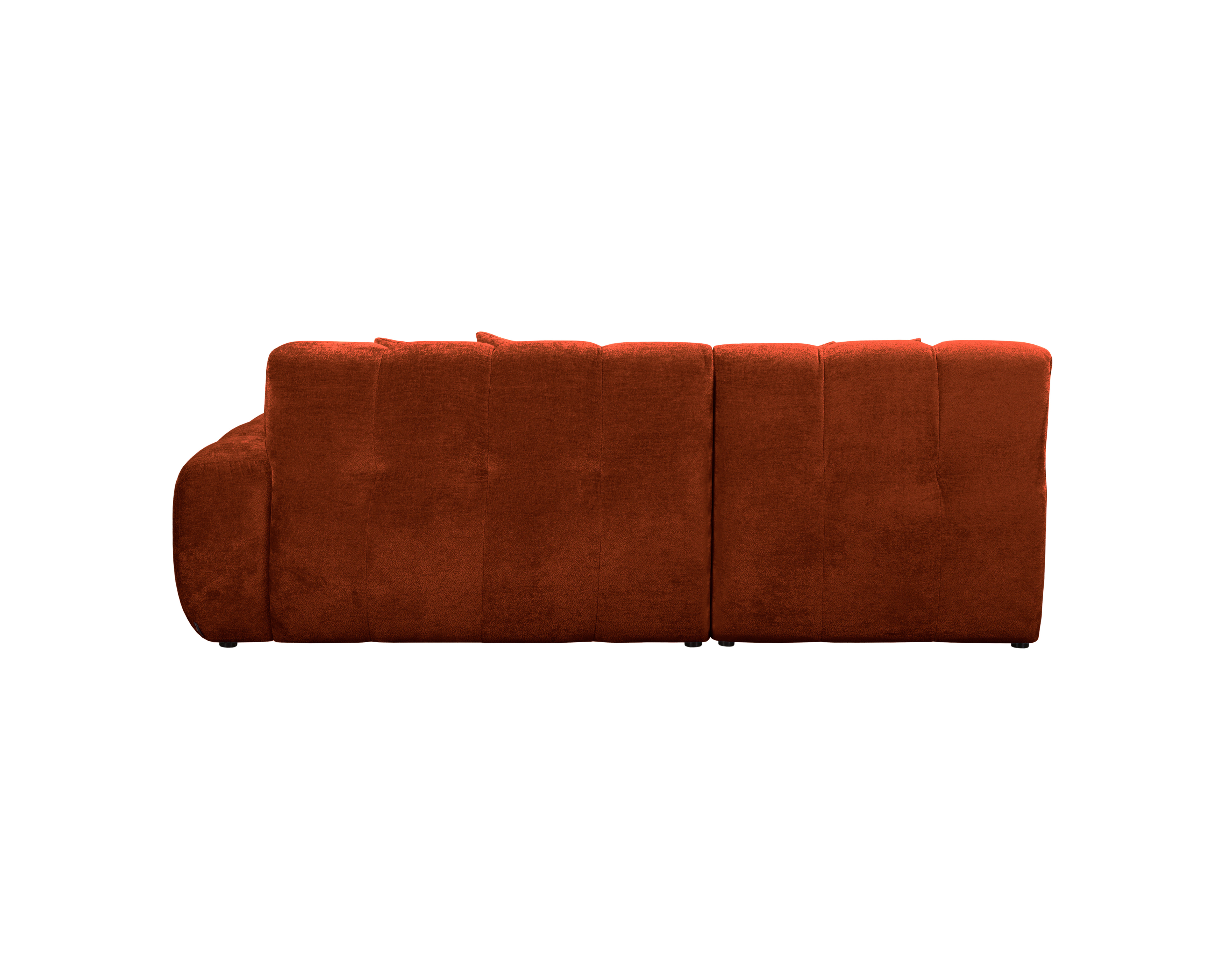 Canapé d’angle gauche Fontaine au Roi en tissu chenille terracotta Paname Avenue, vue arrière sur fond blanc