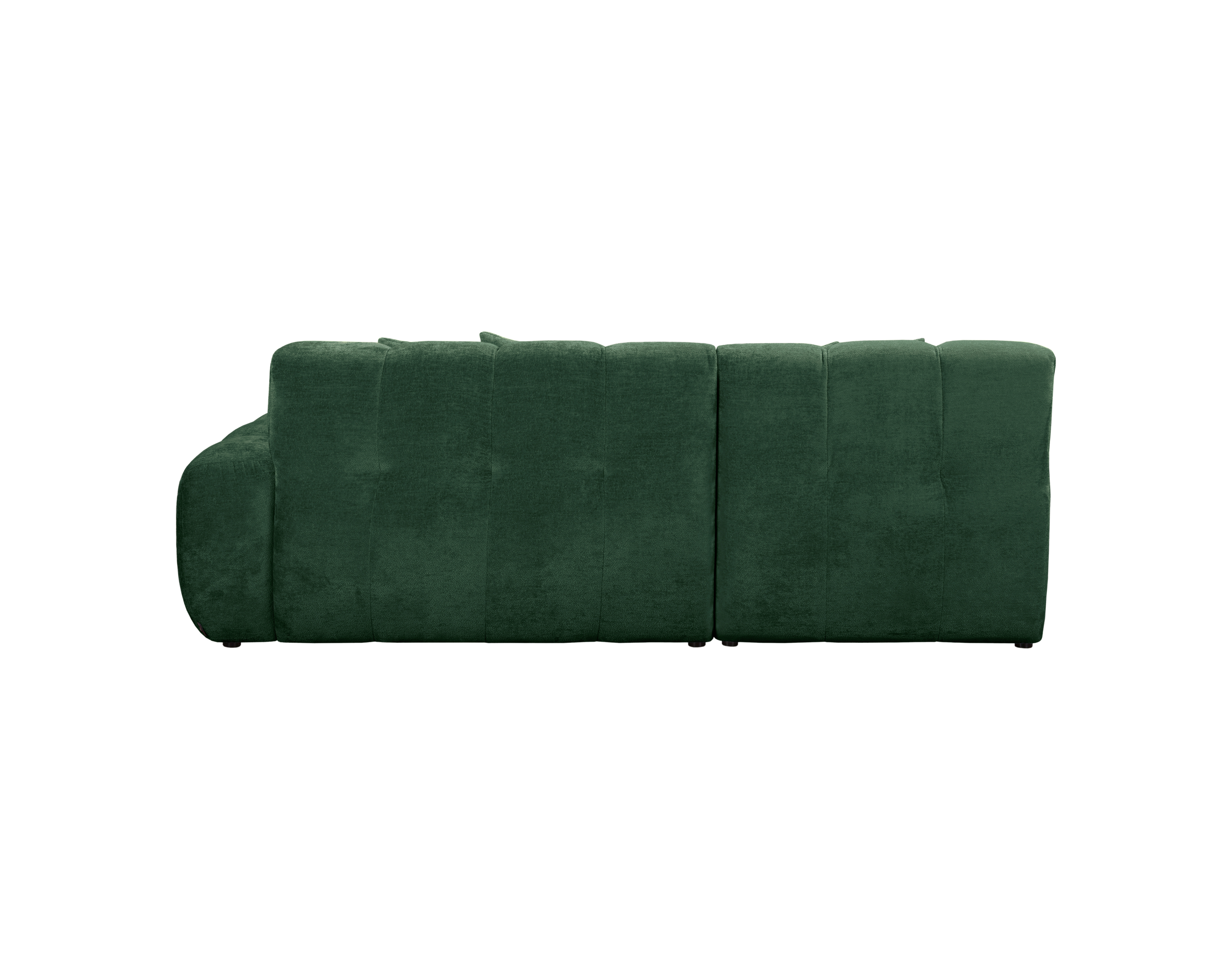 Canapé d’angle gauche Fontaine au Roi en tissu chenille vert Paname Avenue, vue arrière sur fond blanc