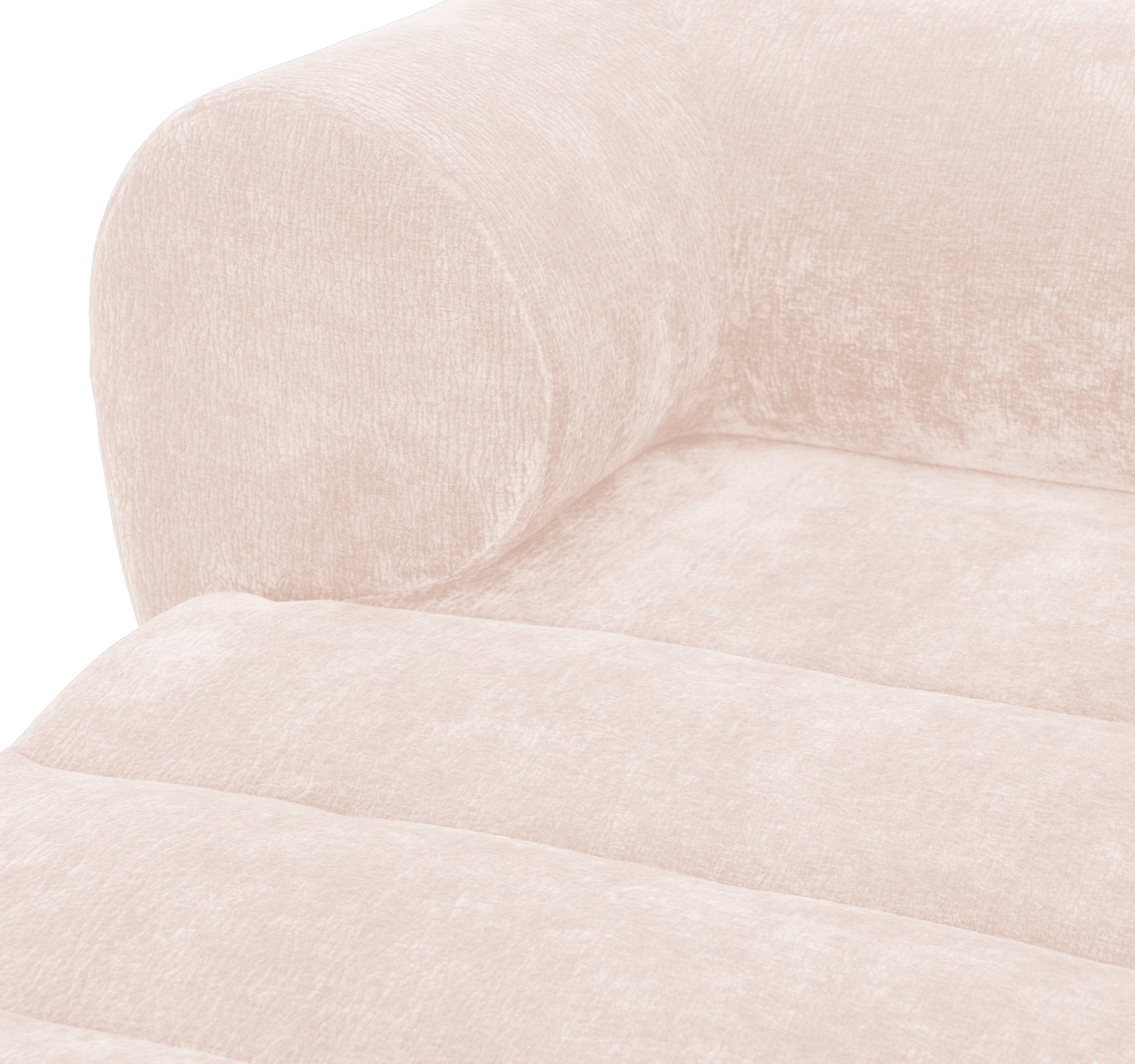 Canapé d’angle gauche Saint-Denis en tissu chenille beige Paname Avenue, zoom sur l’accoudoir