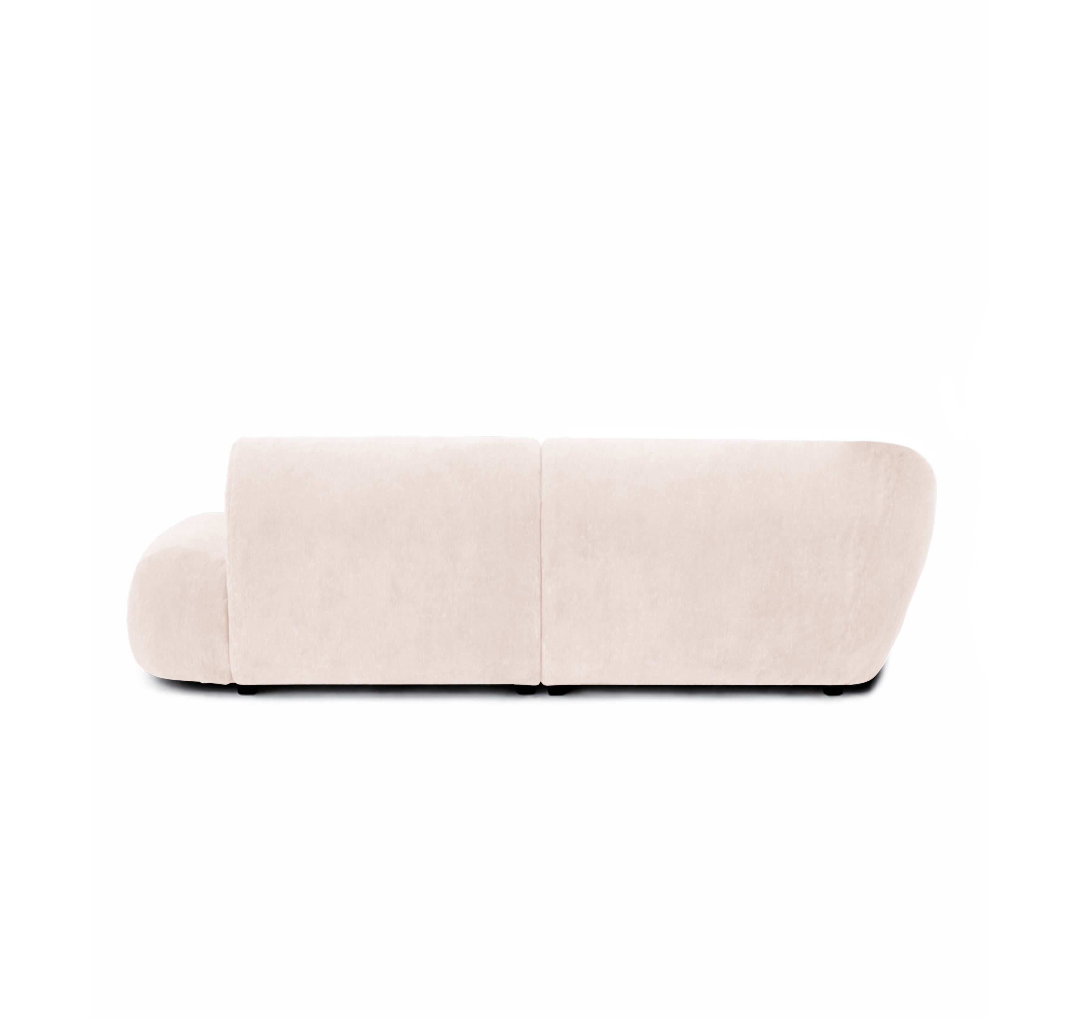 Canapé d’angle gauche Saint-Denis en tissu chenille beige Paname Avenue, vue arrière sur fond blanc
