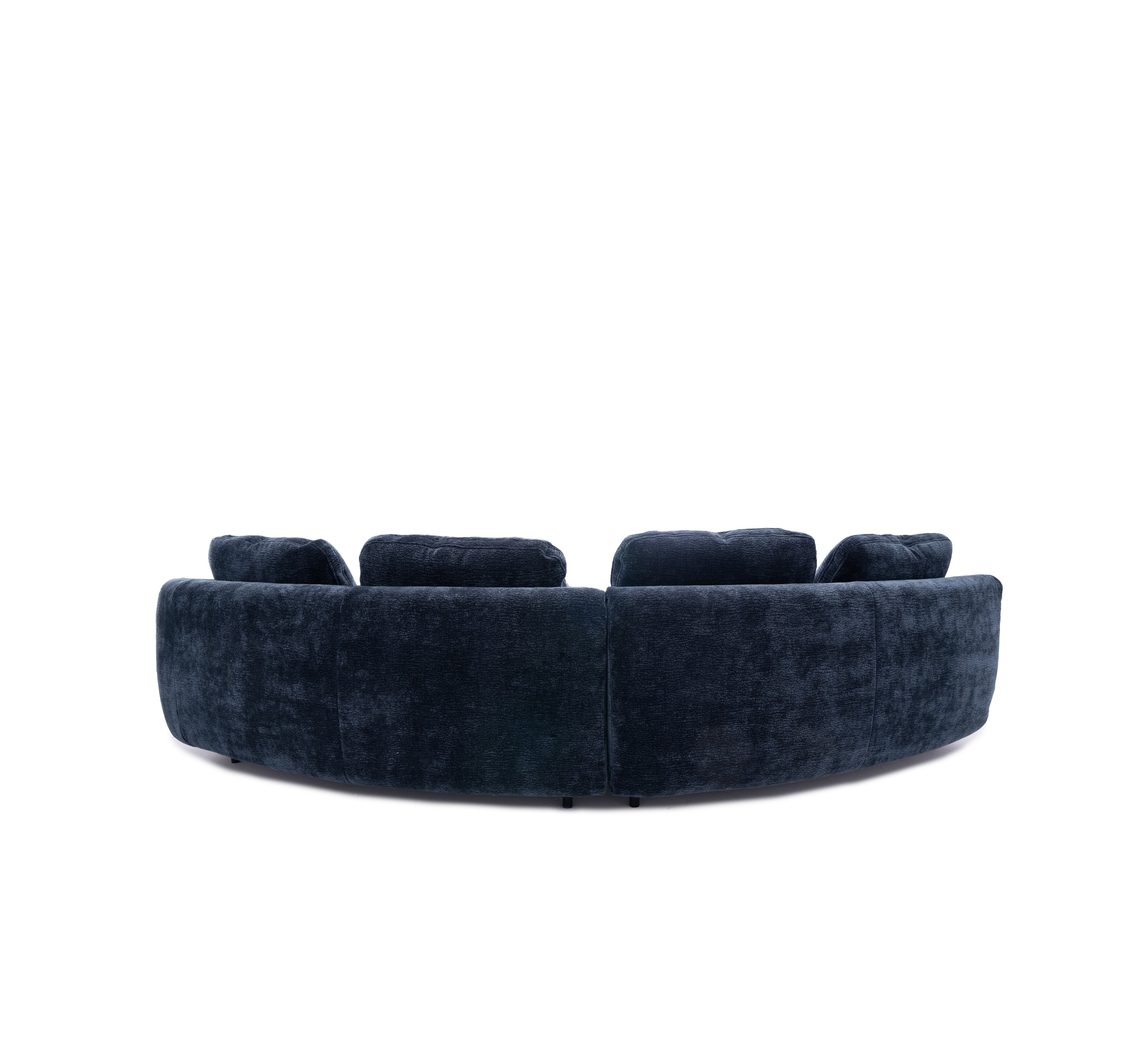 Canapé d’angle gauche Saint-Sauveur en tissu chenille bleu Paname Avenue, vue arrière sur fond blanc