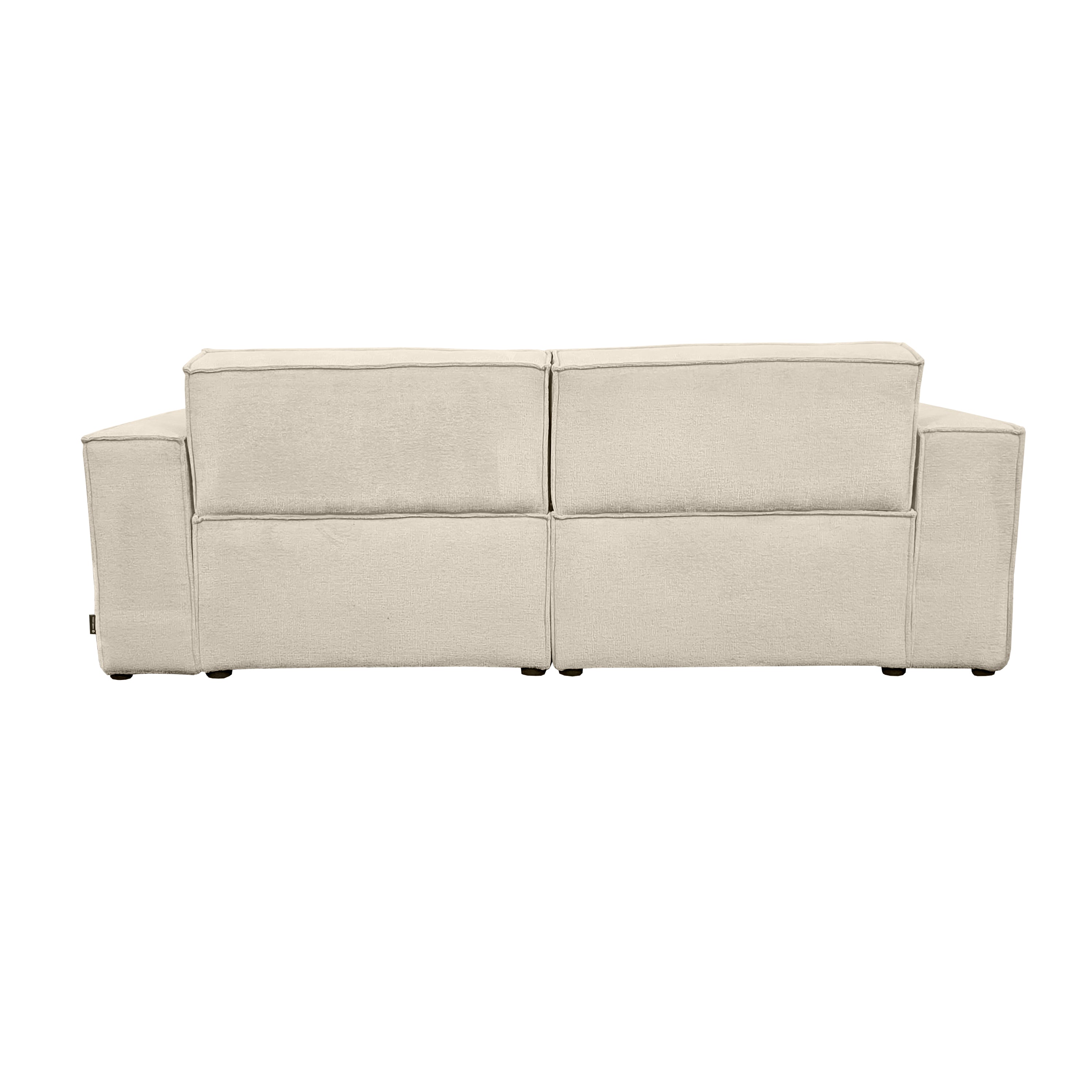 Canapé droit Beaux-Arts en tissu chenille beige Paname Avenue, vue arrière sur fond blanc