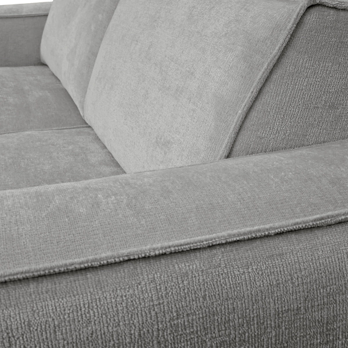 Canapé droit Beaux-Arts en tissu chenille gris Paname Avenue, zoom sur le revêtement