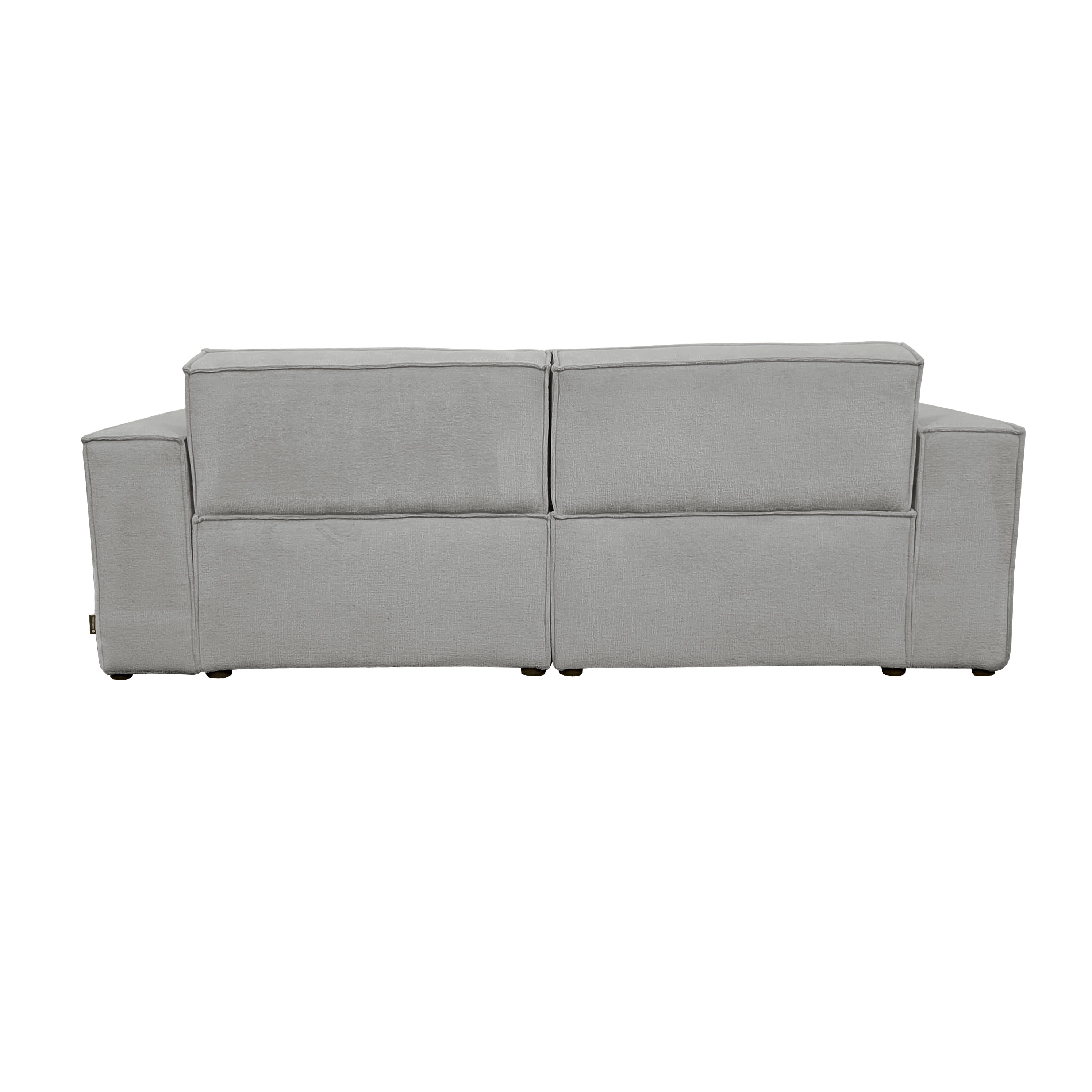 Canapé droit Beaux-Arts en tissu chenille gris Paname Avenue, vue arrière sur fond blanc