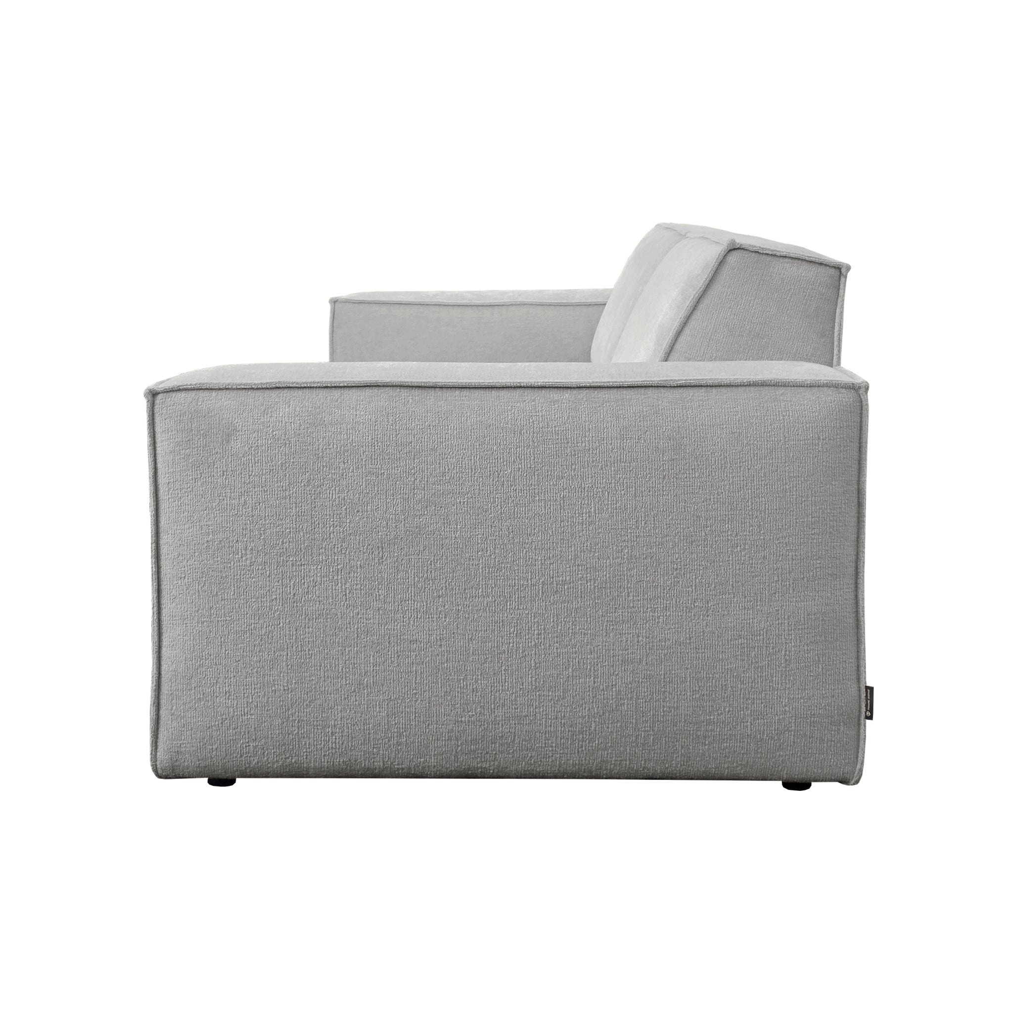 Canapé droit Beaux-Arts en tissu chenille gris Paname Avenue, vue de profil sur fond blanc