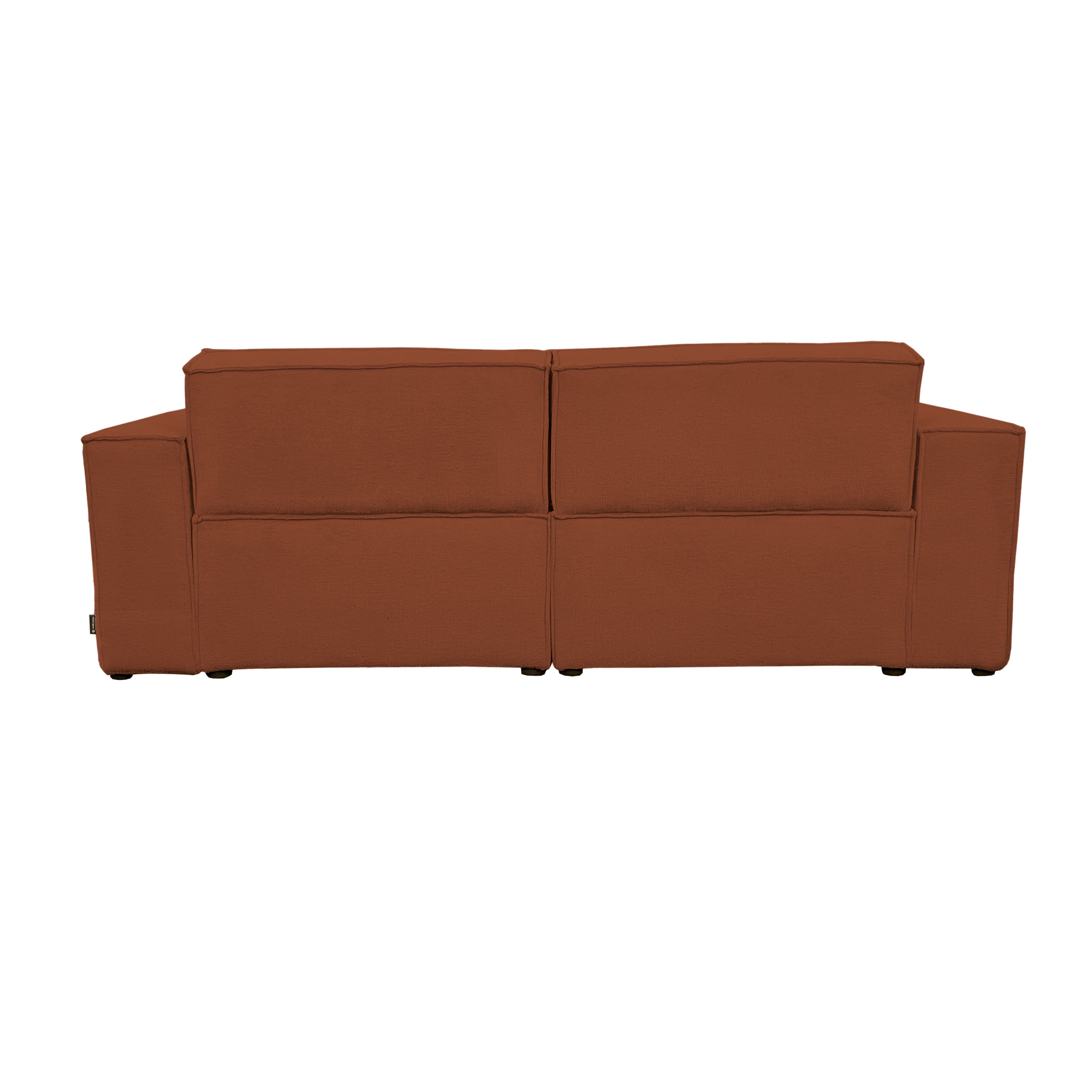 Canapé droit Beaux-Arts en tissu chenille terracotta Paname Avenue, vue arrière sur fond blanc