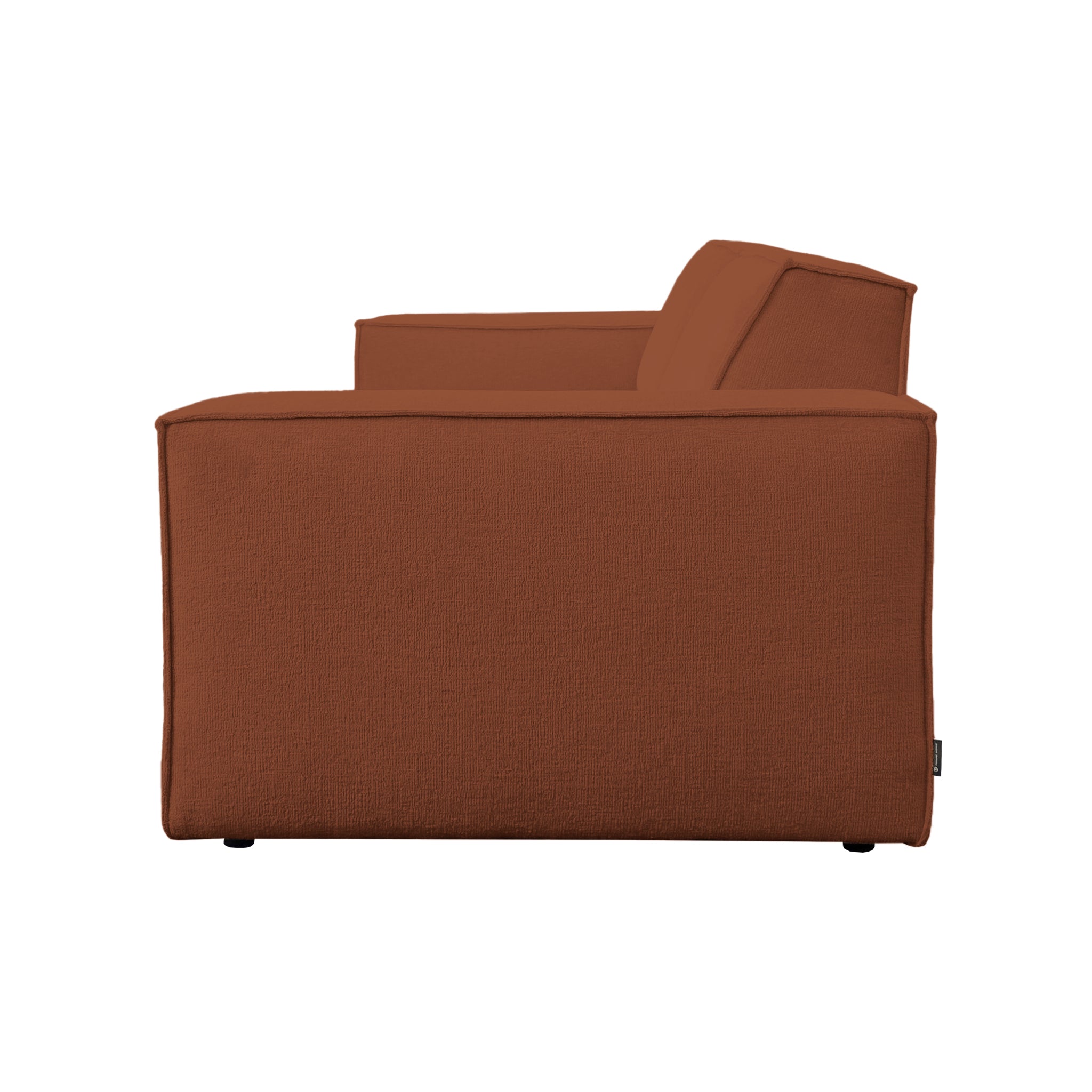 Canapé droit Beaux-Arts en tissu chenille terracotta Paname Avenue, vue de profil sur fond blanc