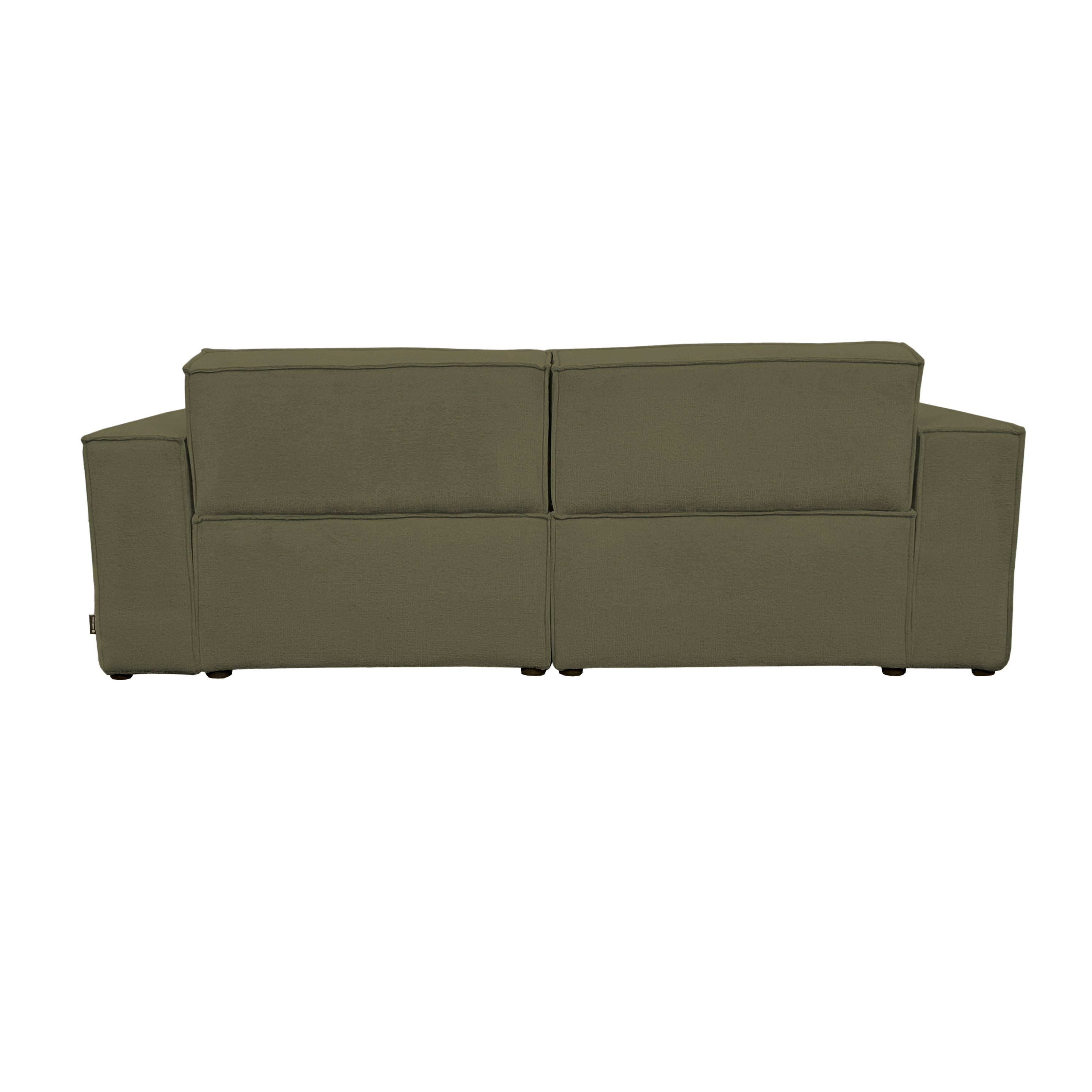 Canapé droit Beaux-Arts en tissu chenille vert olive Paname Avenue, vue arrière sur fond blanc