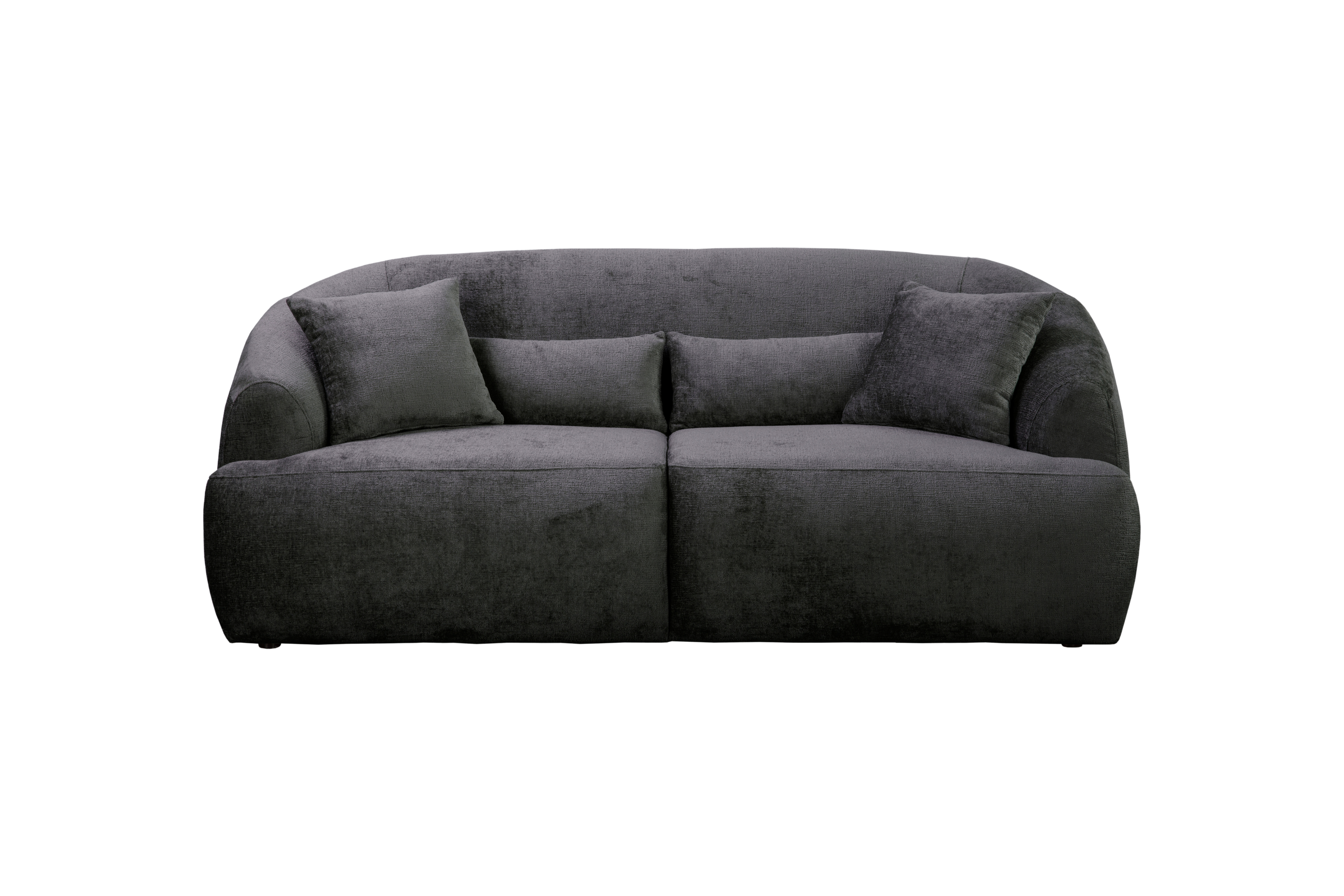 Canapé droit Calais en tissu chenille anthracite Paname Avenue, vue de face sur fond blanc