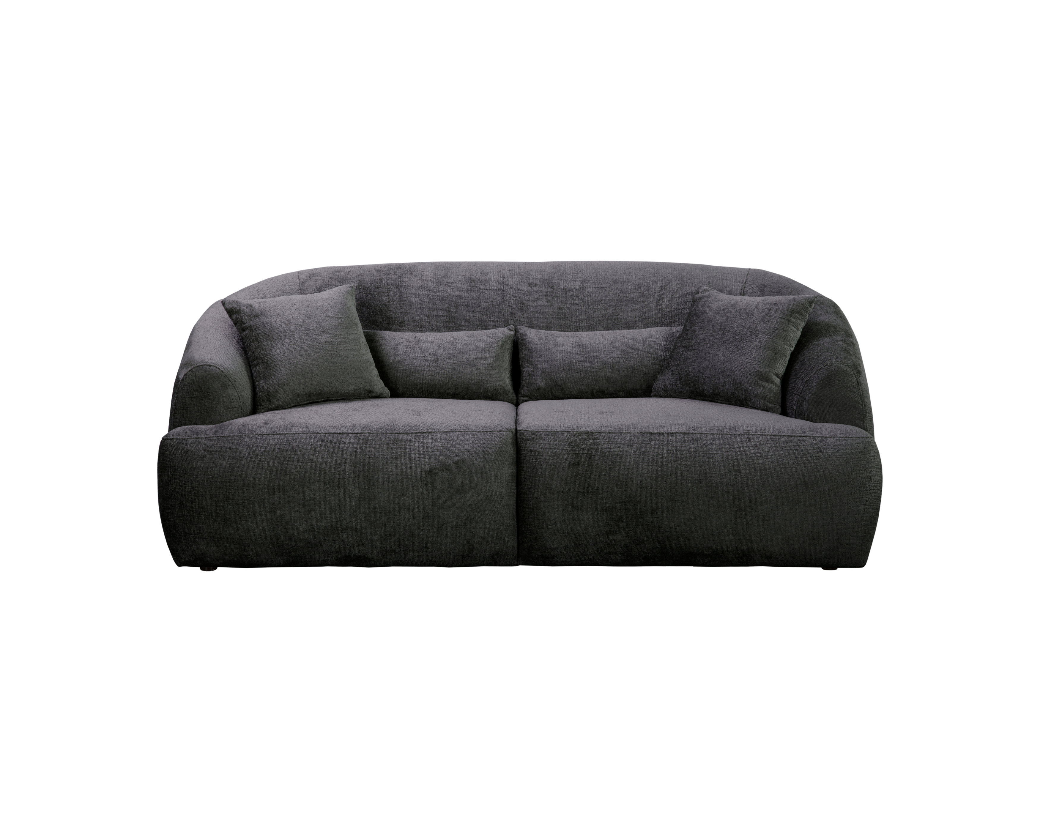 Canapé droit Calais en tissu chenille anthracite Paname Avenue, vue de face sur fond blanc