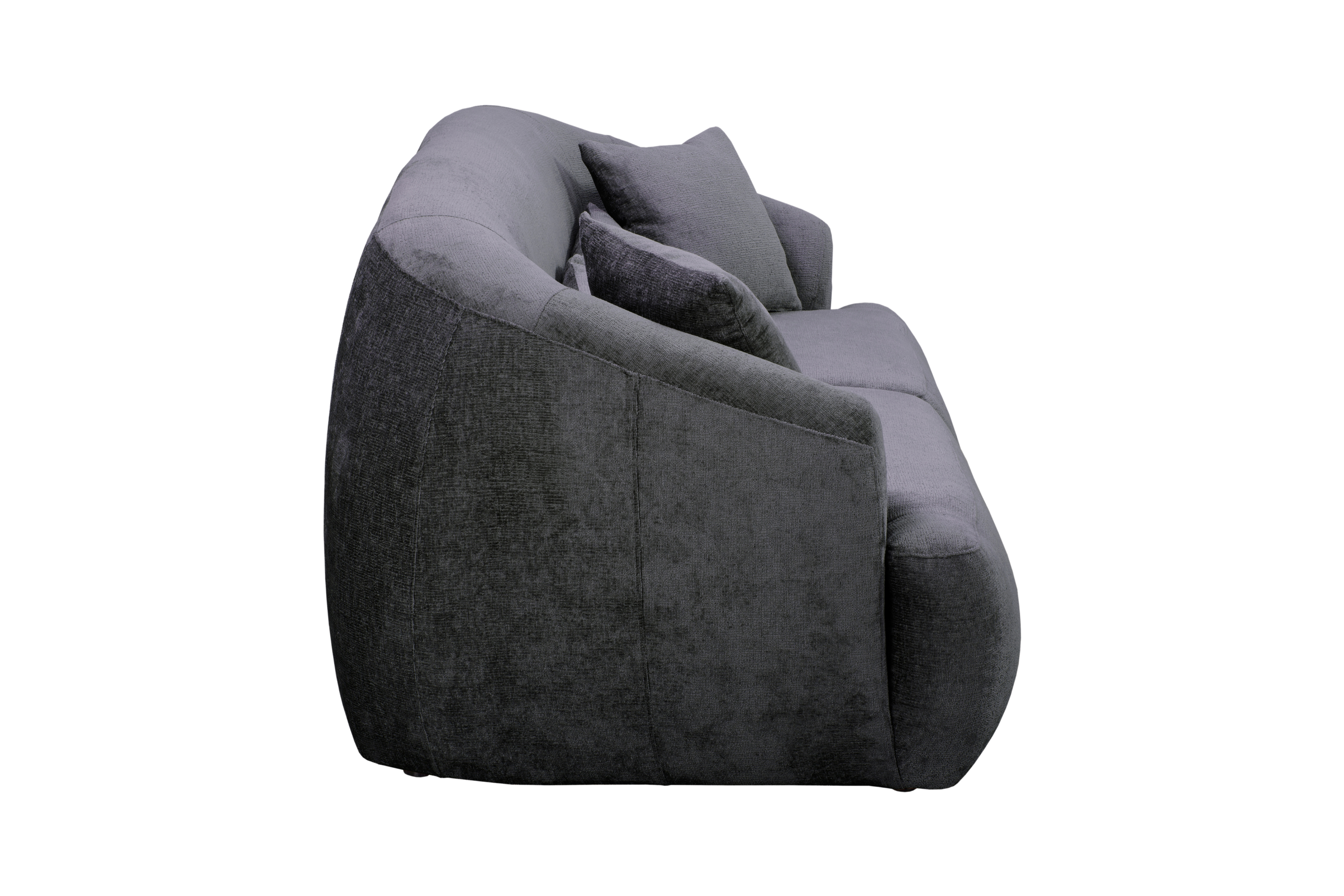 Canapé droit Calais en tissu chenille anthracite Paname Avenue, vue de profil sur fond blanc