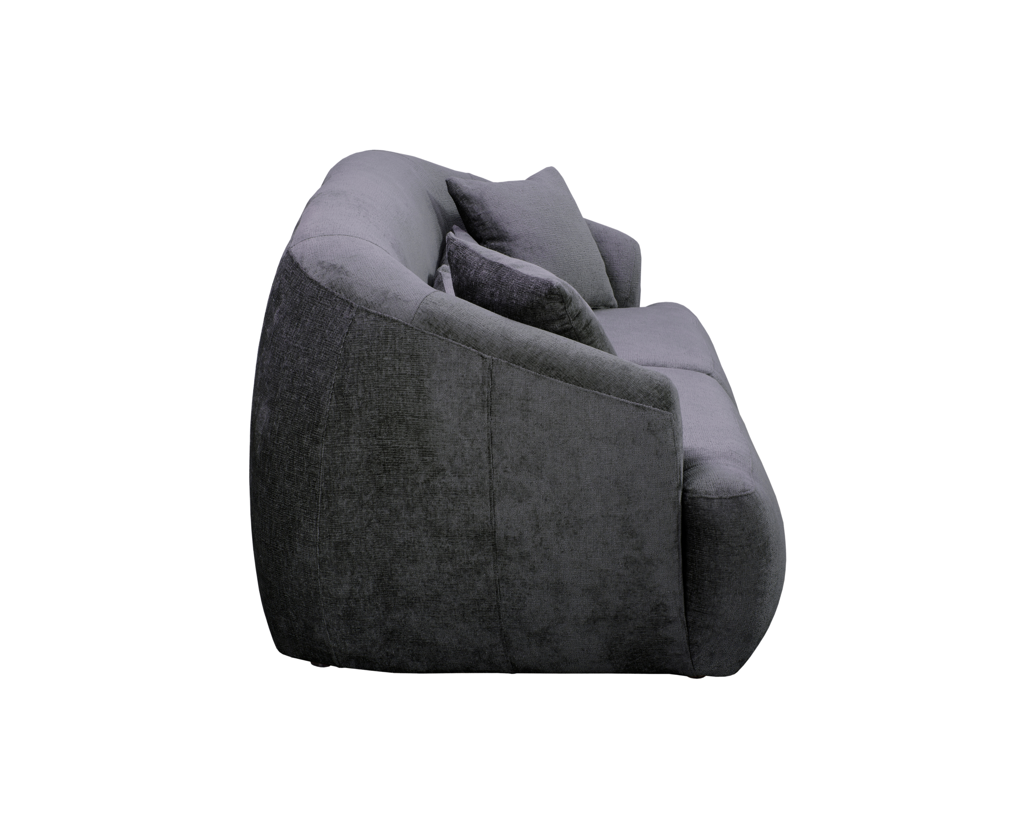 Canapé droit Calais en tissu chenille anthracite Paname Avenue, vue de profil sur fond blanc