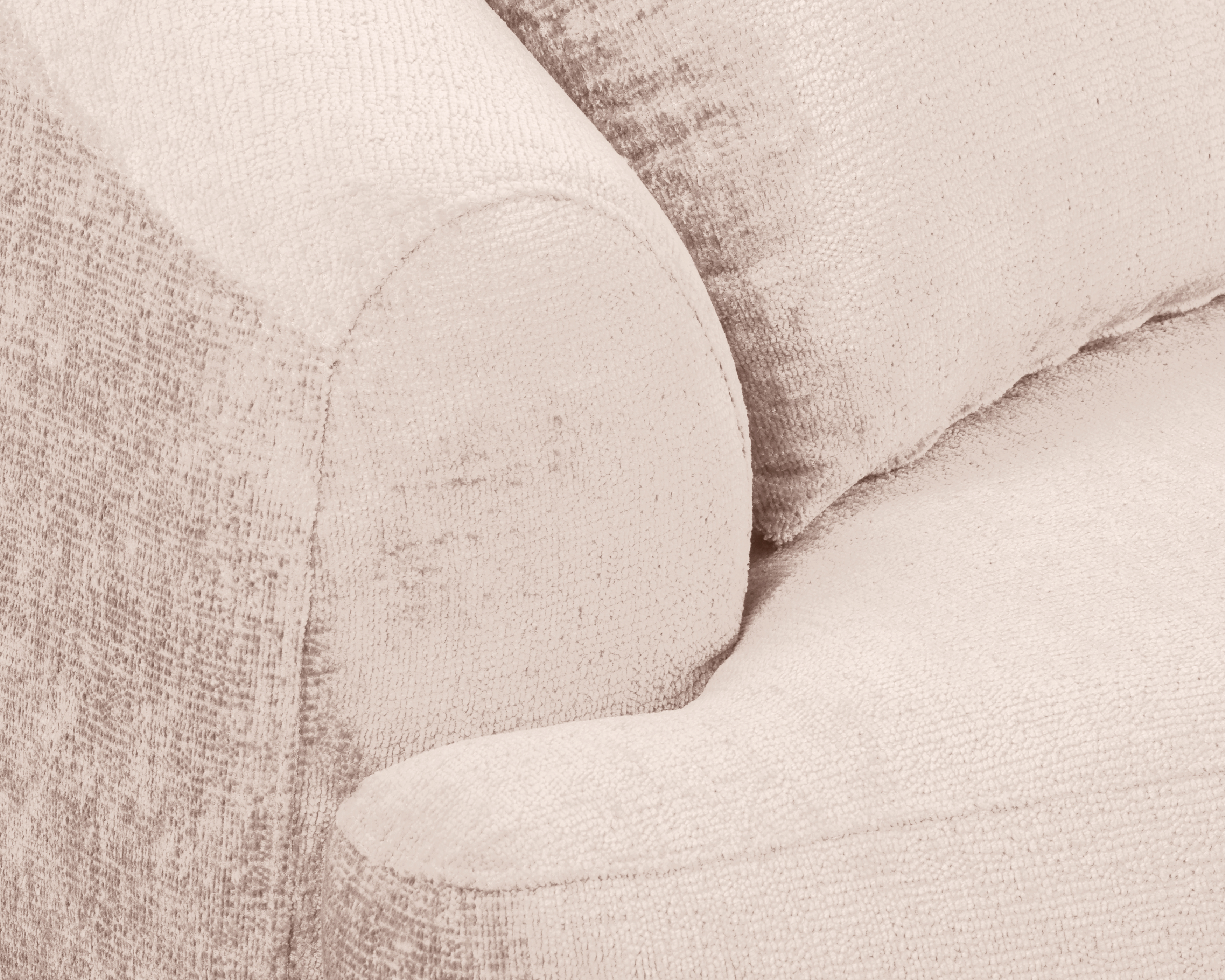 Canapé droit Calais en tissu chenille beige Paname Avenue, zoom sur l’accoudoir