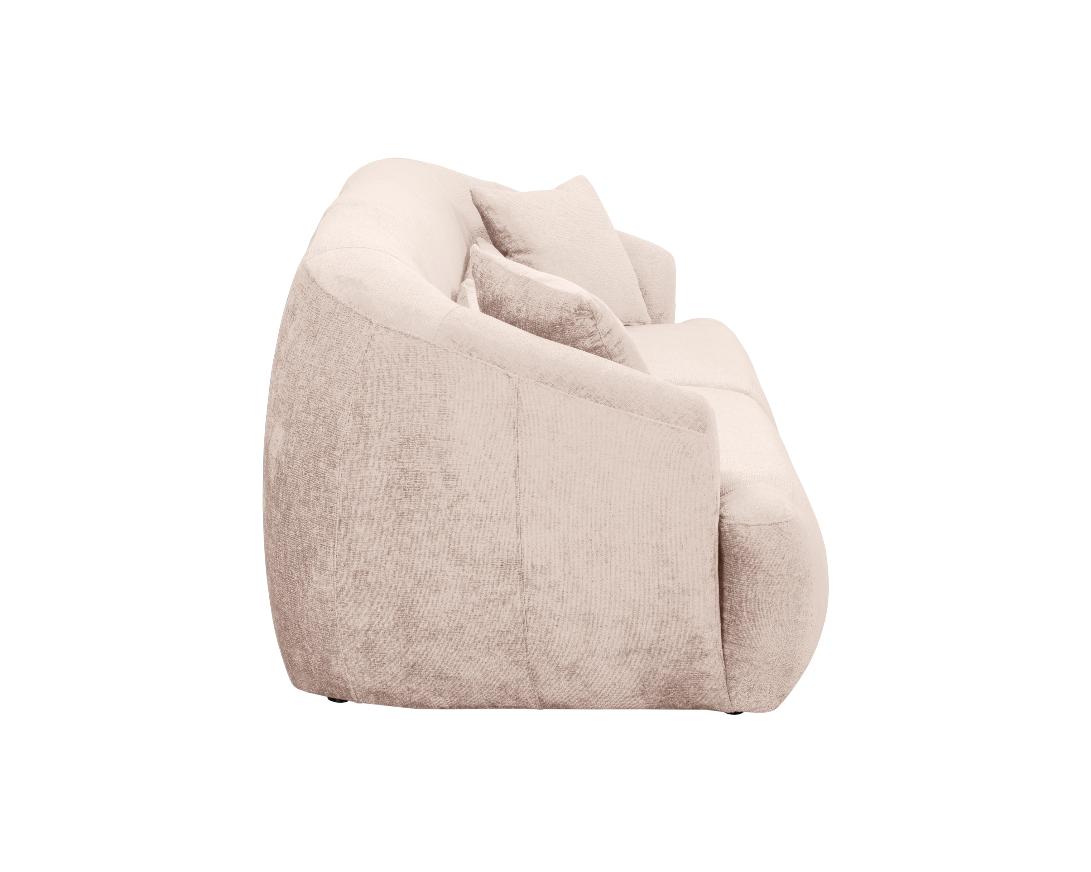 Canapé droit Calais en tissu chenille beige Paname Avenue, vue de profil sur fond blanc