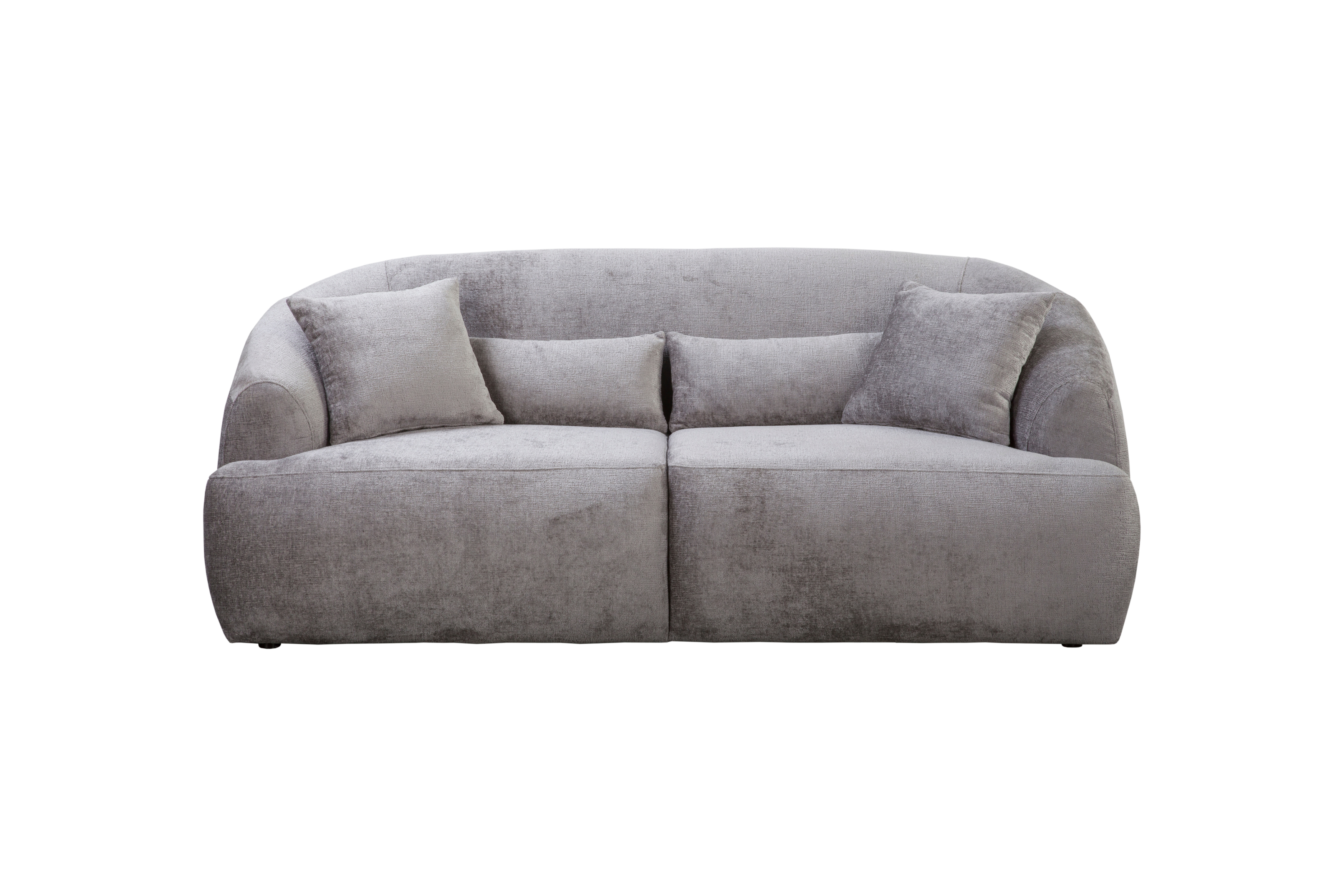 Canapé droit Calais en tissu chenille gris Paname Avenue, vue de face sur fond blanc