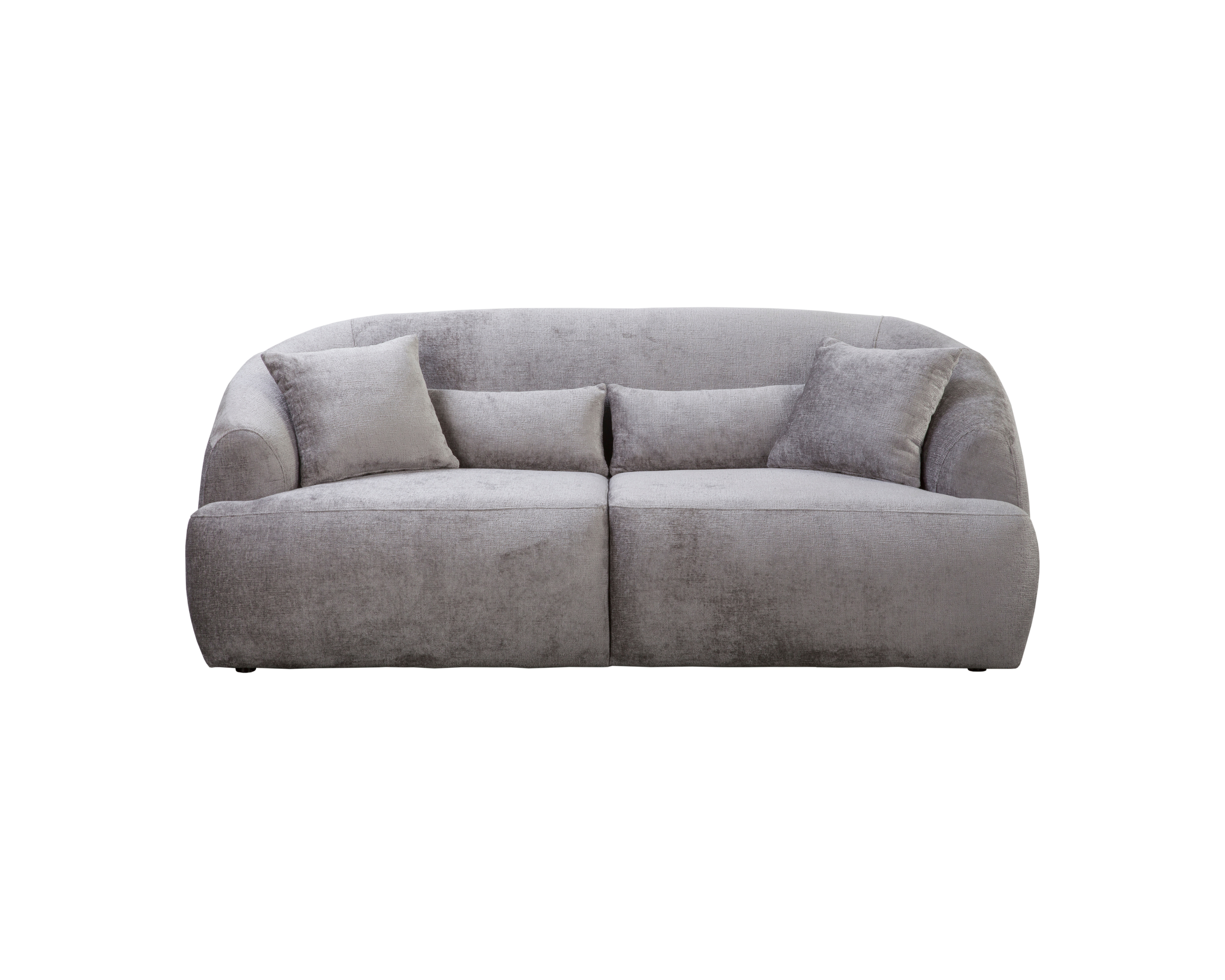 Canapé droit Calais en tissu chenille gris Paname Avenue, vue de face sur fond blanc