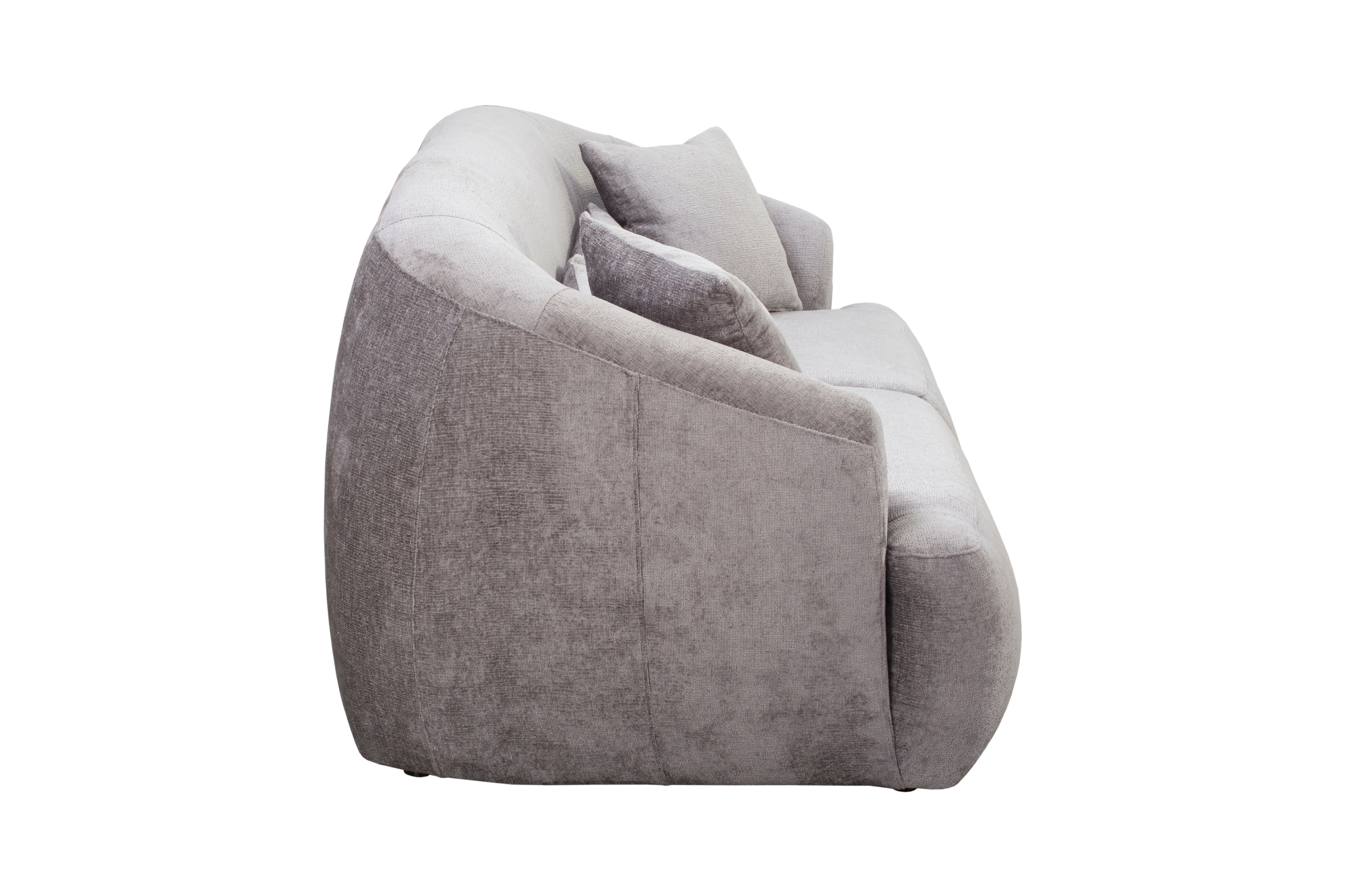 Canapé droit Calais en tissu chenille gris Paname Avenue, vue de profil sur fond blanc