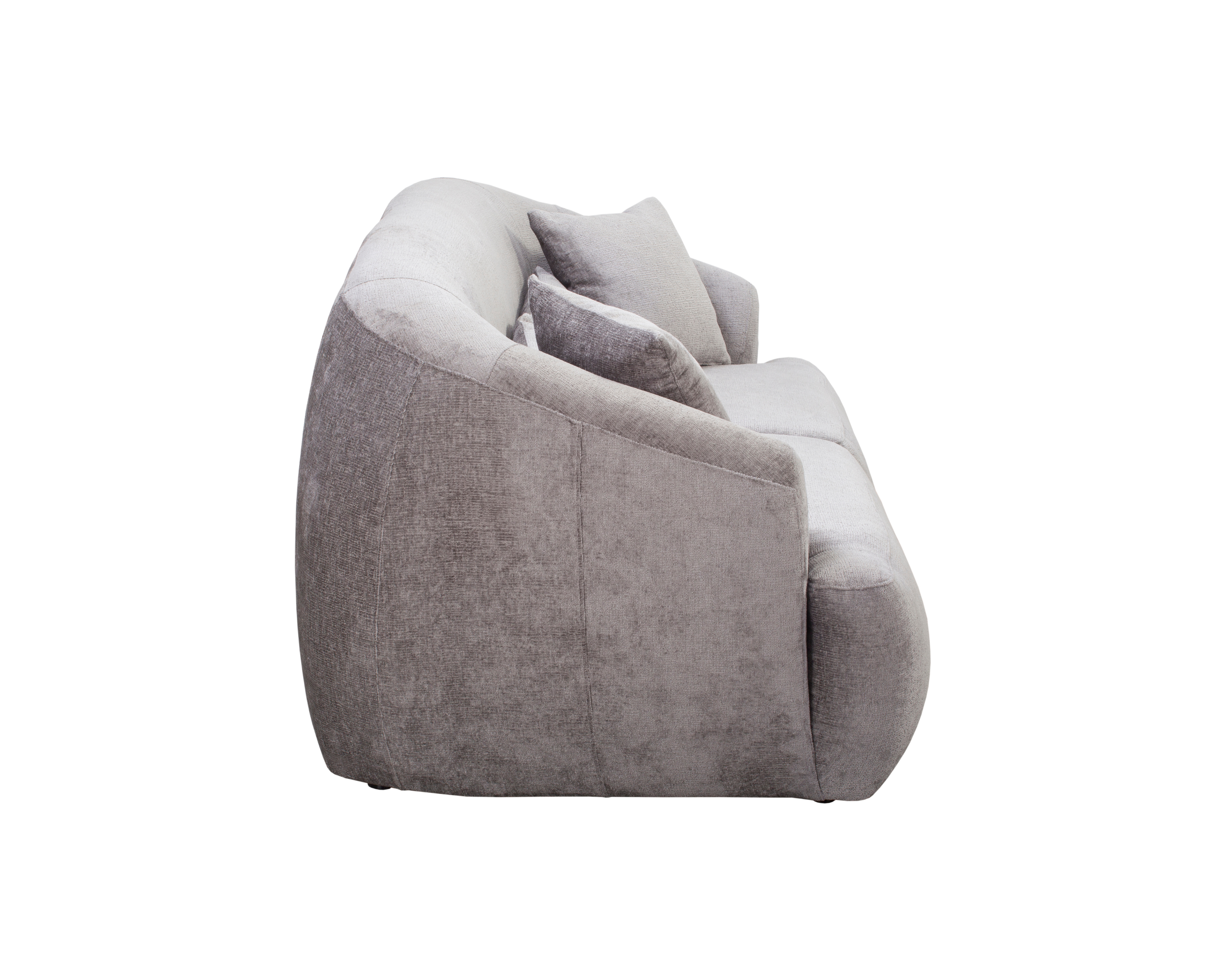 Canapé droit Calais en tissu chenille gris Paname Avenue, vue de profil sur fond blanc