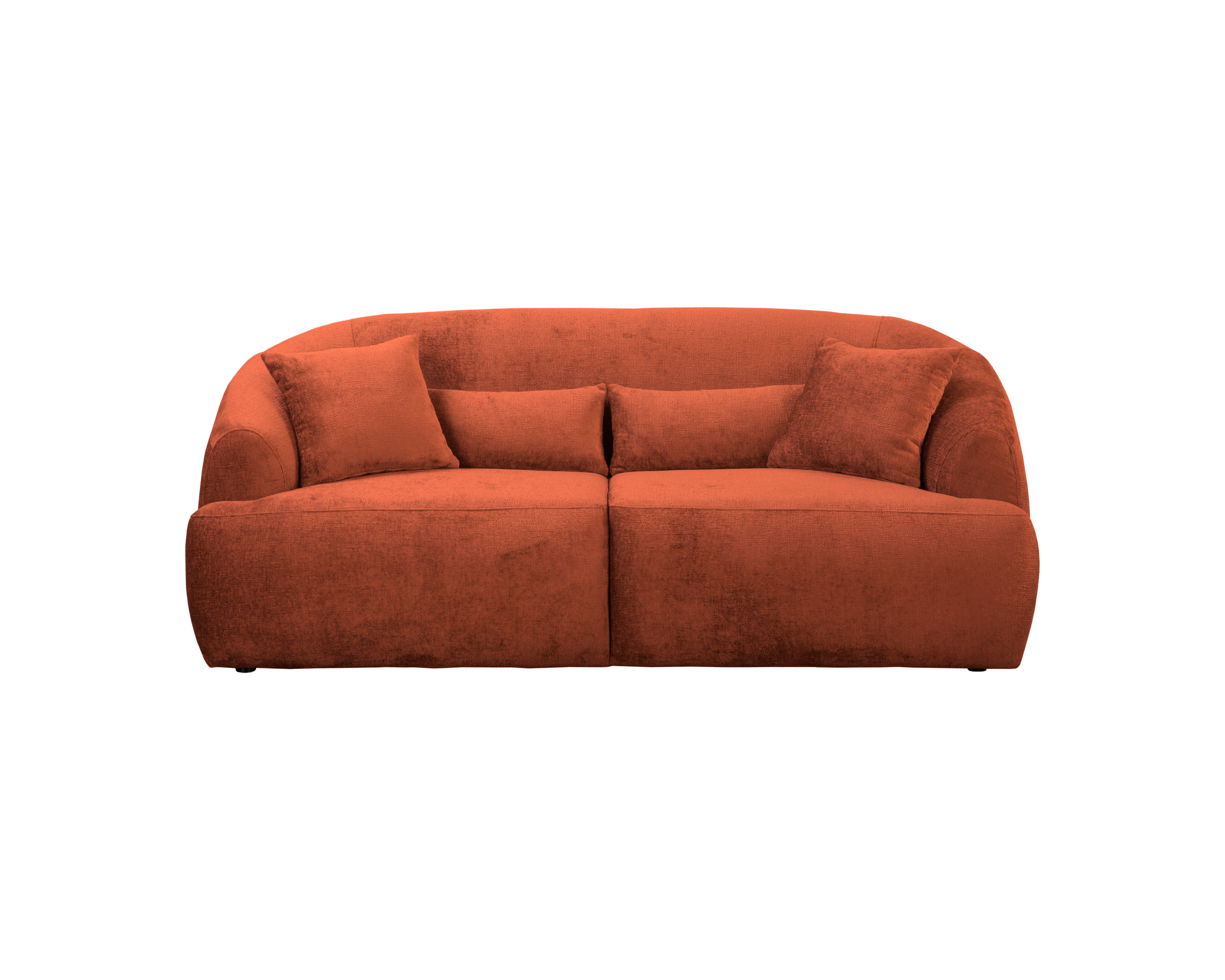 Canapé droit Calais en tissu chenille terracotta Paname Avenue, vue de face sur fond blanc