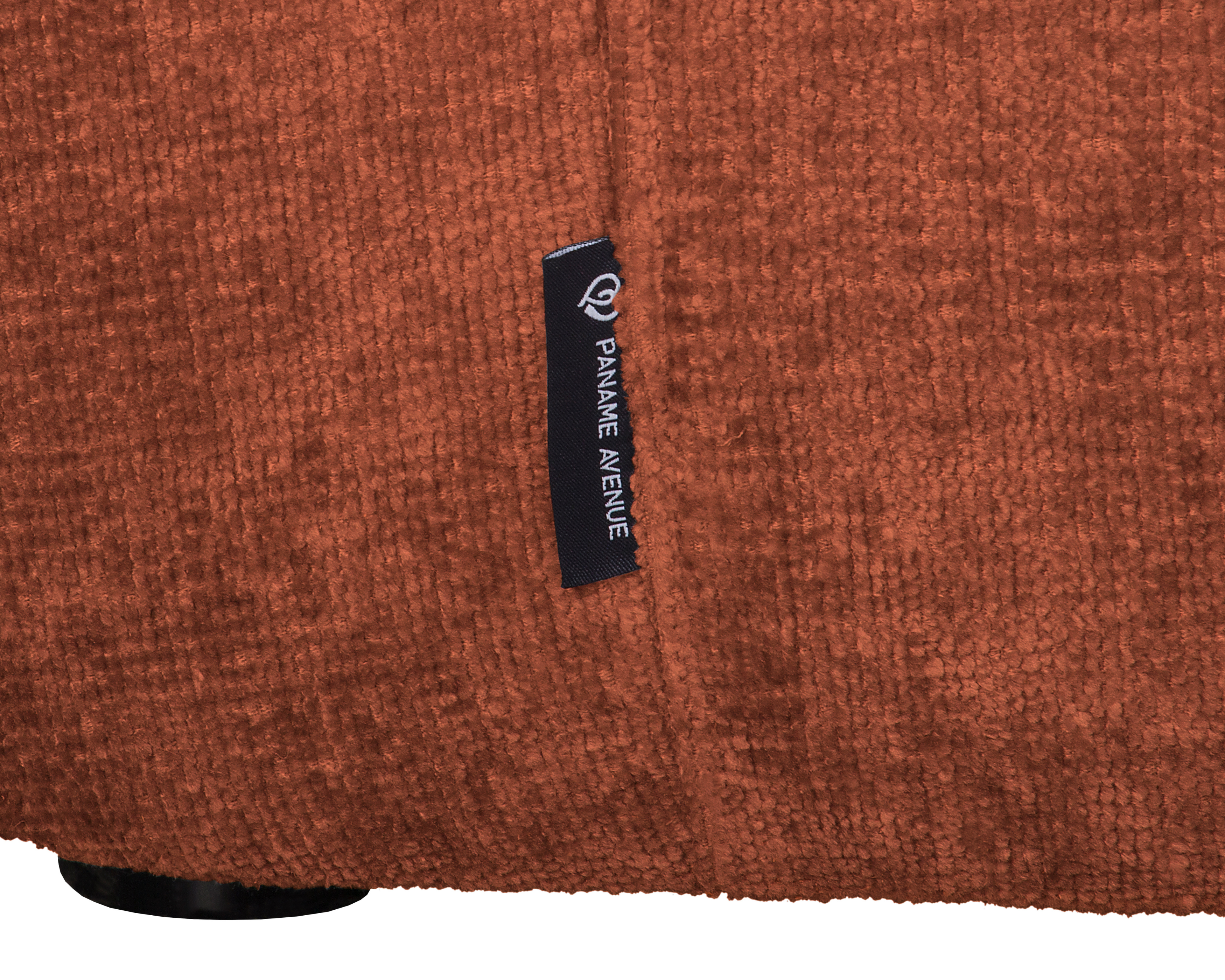 Canapé droit Calais en tissu chenille terracotta Paname Avenue, détail du label de la marque