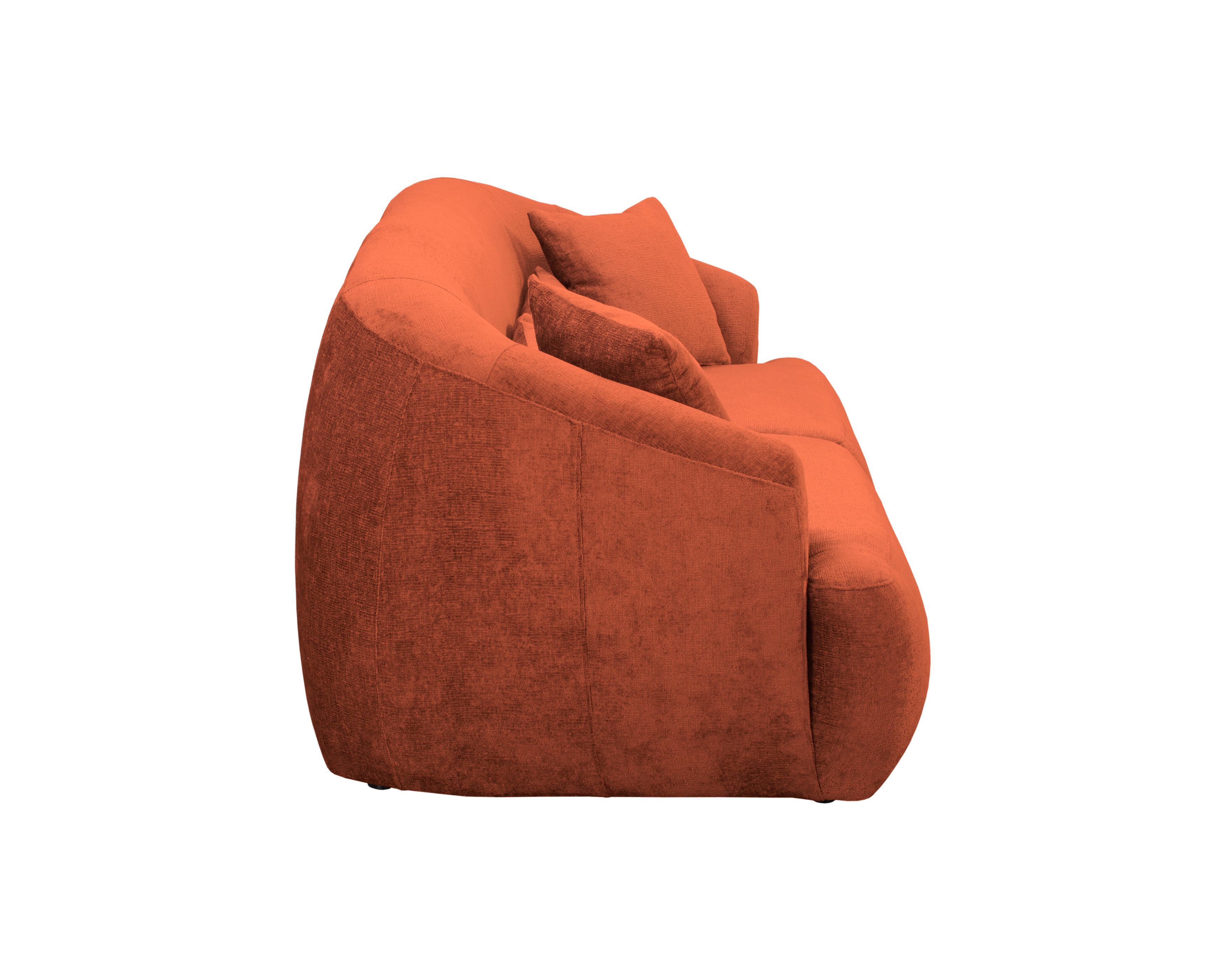 Canapé droit Calais en tissu chenille terracotta Paname Avenue, vue de profil sur fond blanc