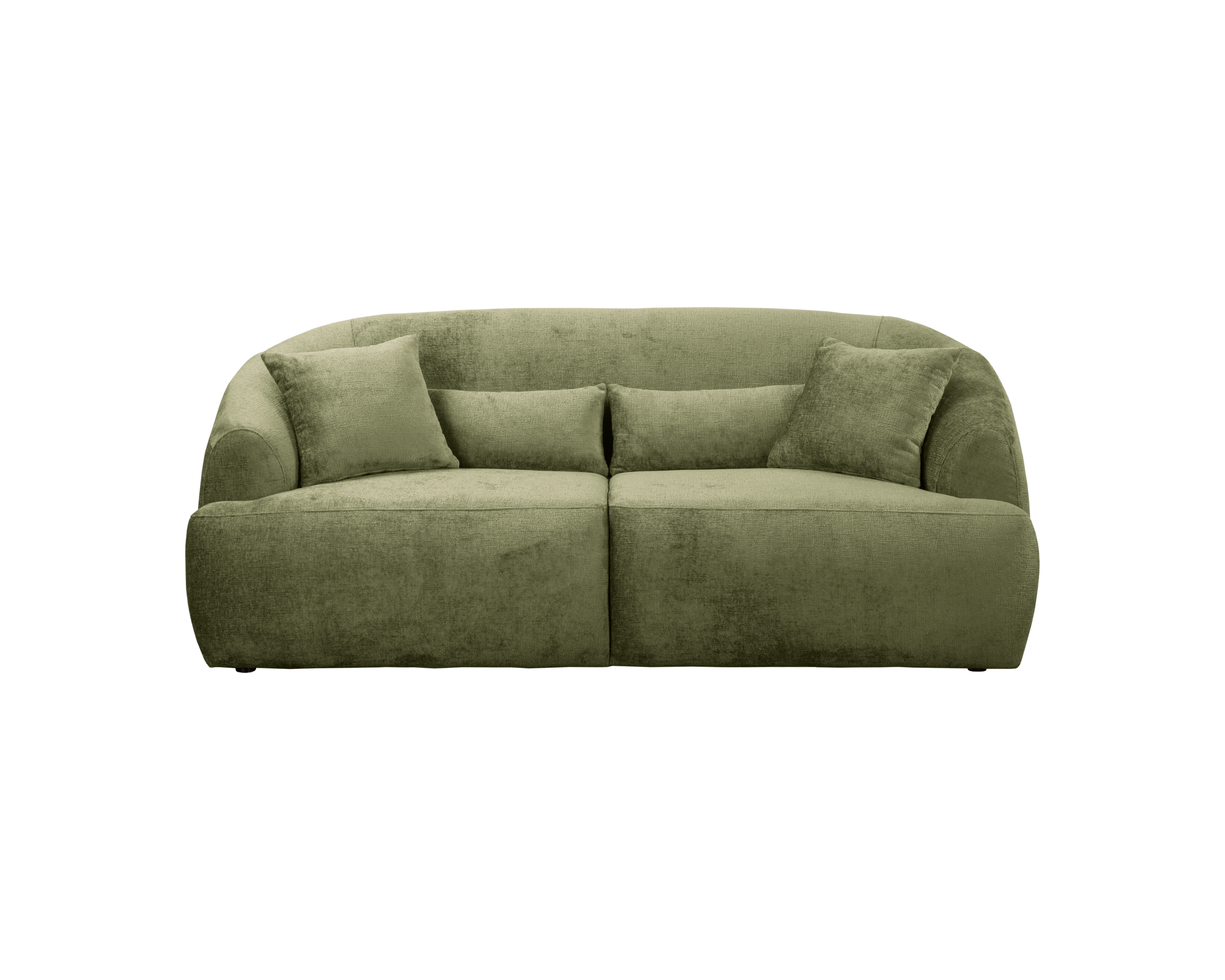Canapé droit Calais en tissu chenille vert olive Paname Avenue, vue de face sur fond blanc