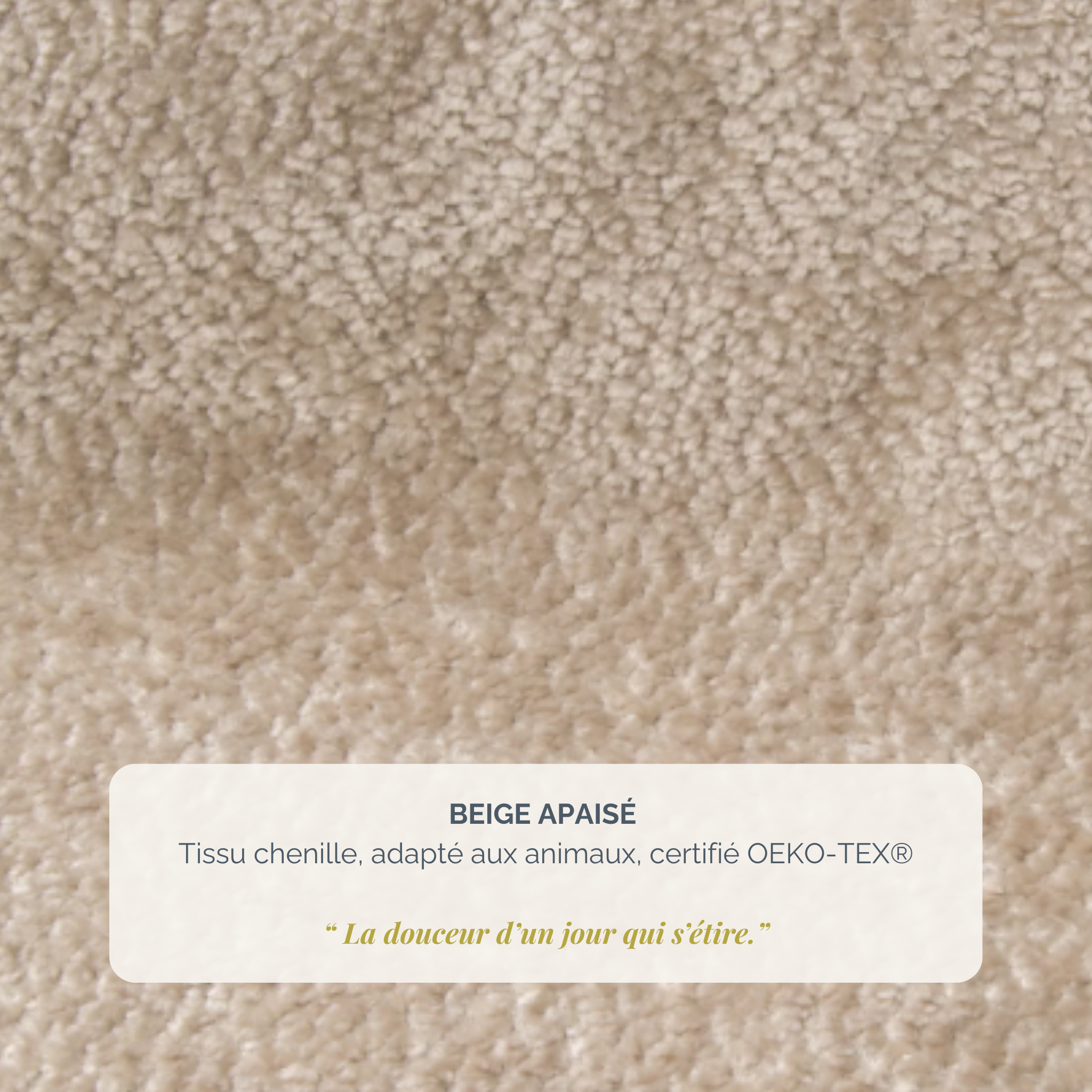 Canapé droit convertible Bonaparte en tissu chenille beige Paname Avenue, détail de la texture du revêtement