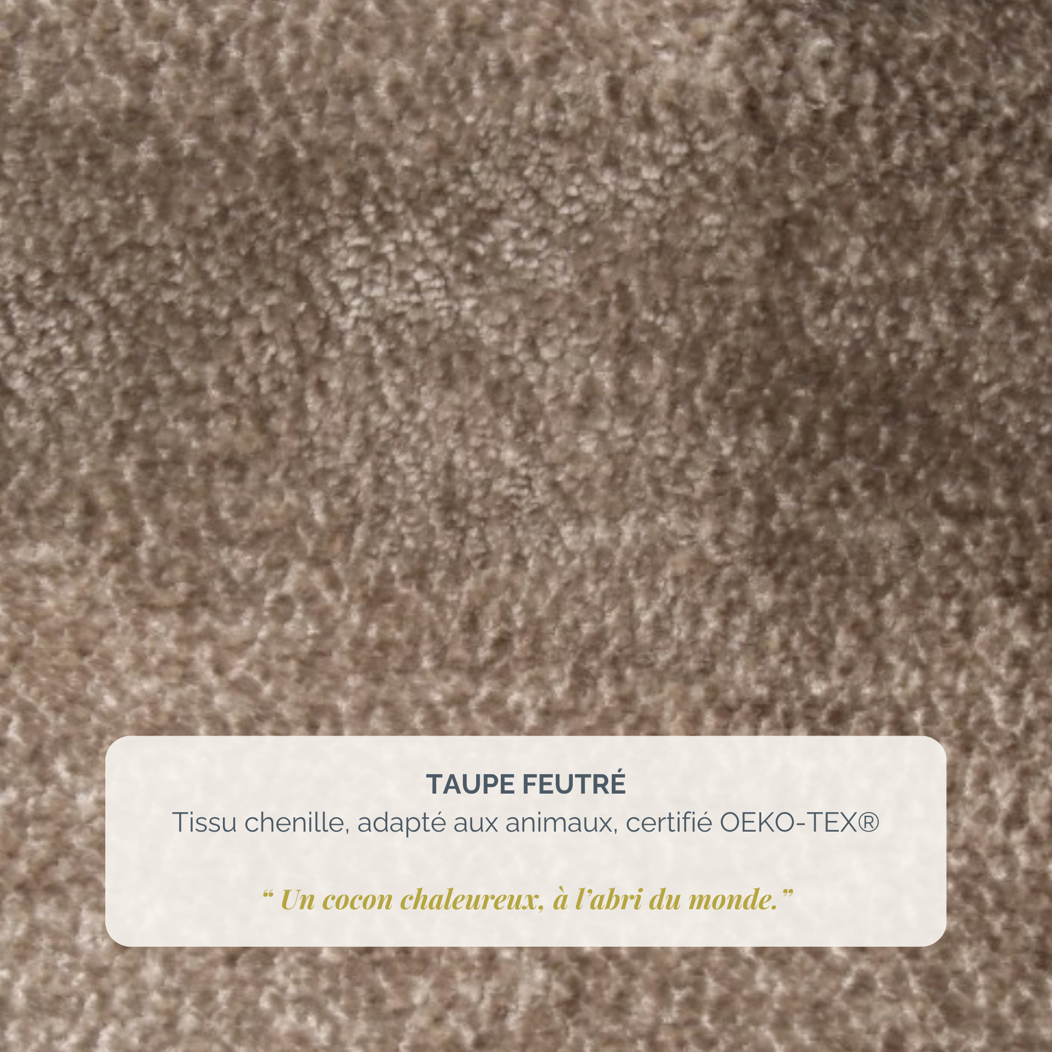 Canapé droit convertible Bonaparte en tissu chenille taupe Paname Avenue, détail de la texture du revêtement