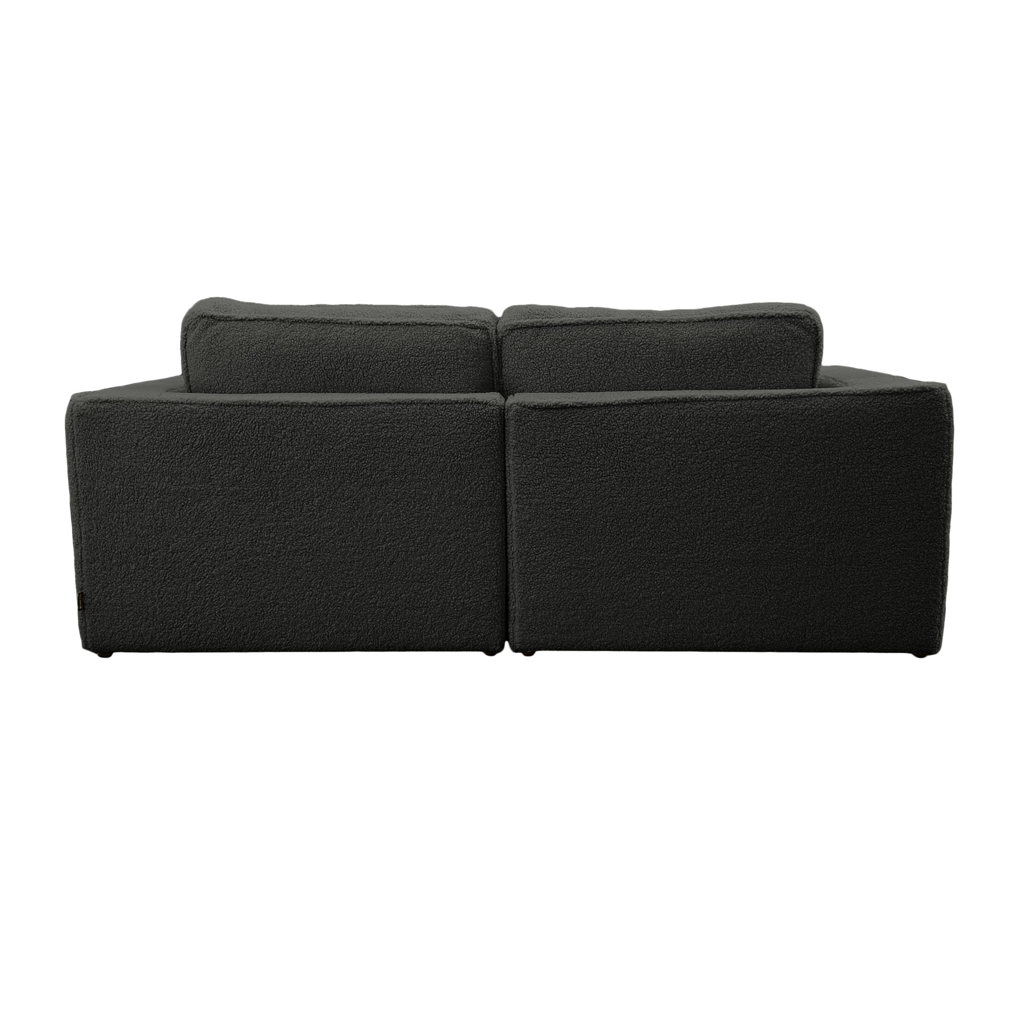 Canapé droit Descartes en tissu bouclette anthracite Paname Avenue, vue arrière sur fond blanc