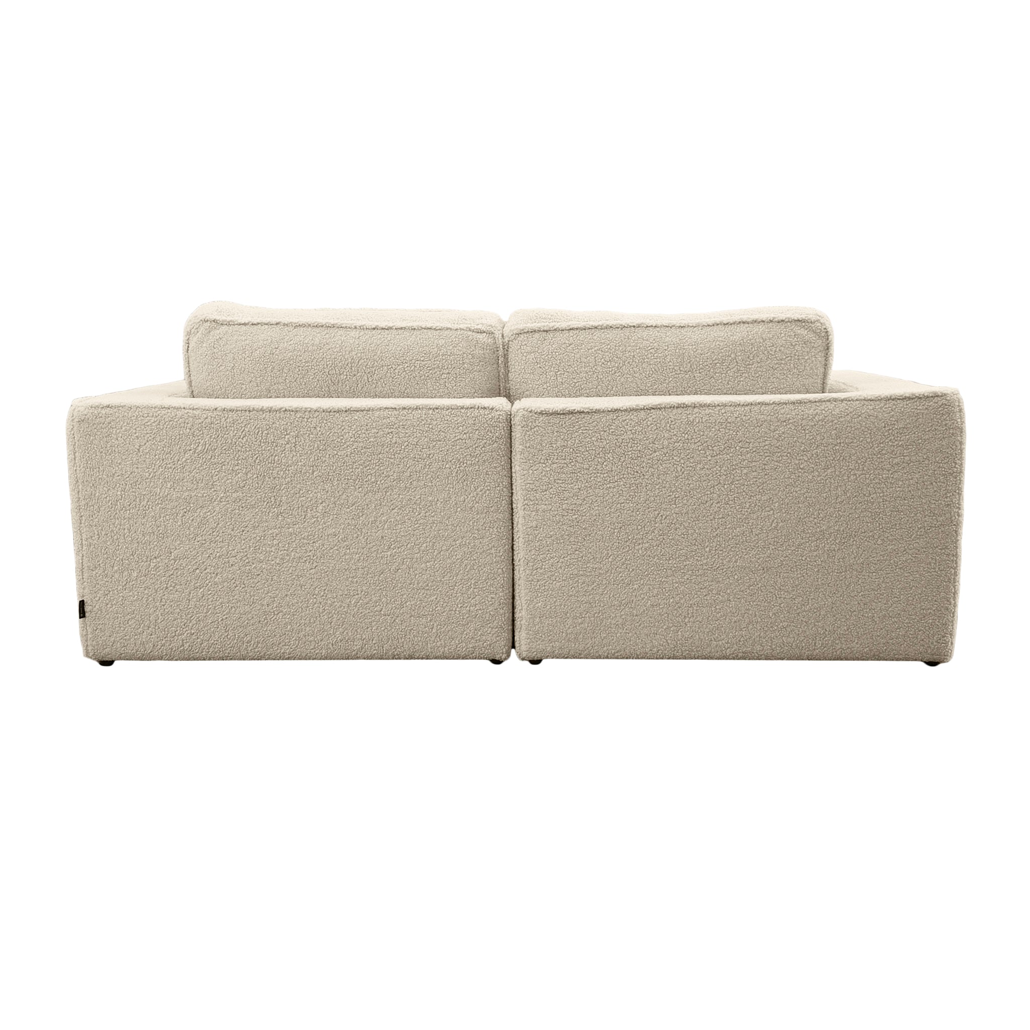 Canapé droit Descartes en tissu bouclette beige Paname Avenue, vue arrière sur fond blanc