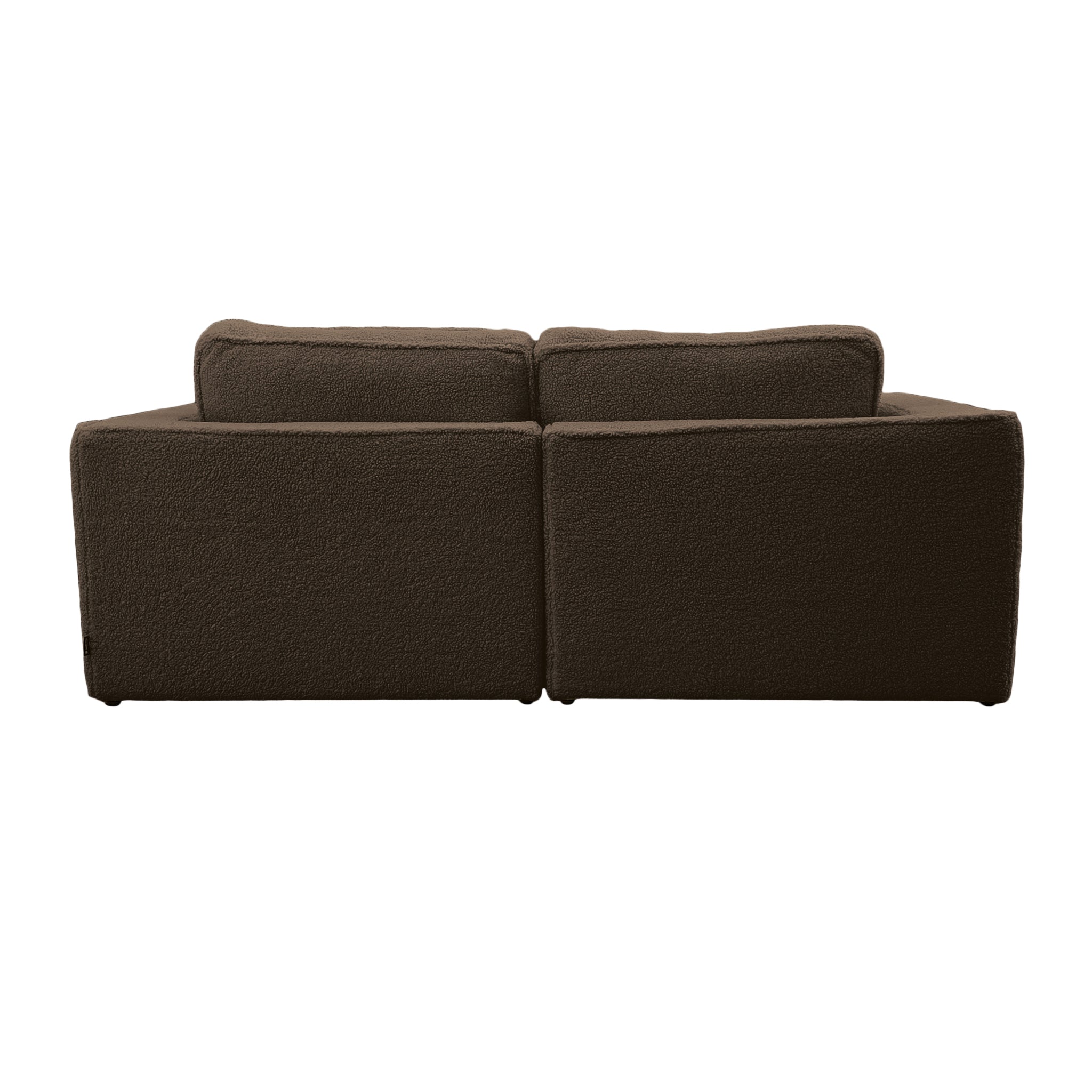 Canapé droit Descartes en tissu bouclette marron Paname Avenue, vue arrière sur fond blanc