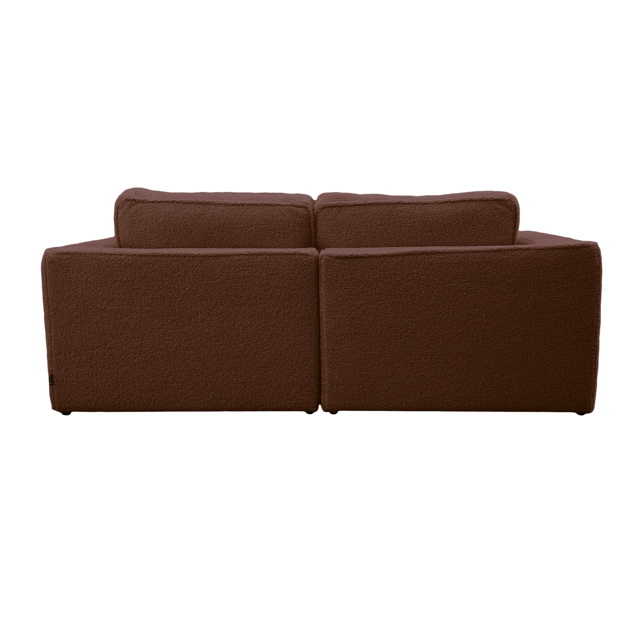 Canapé droit Descartes en tissu bouclette terracotta Paname Avenue, vue arrière sur fond blanc