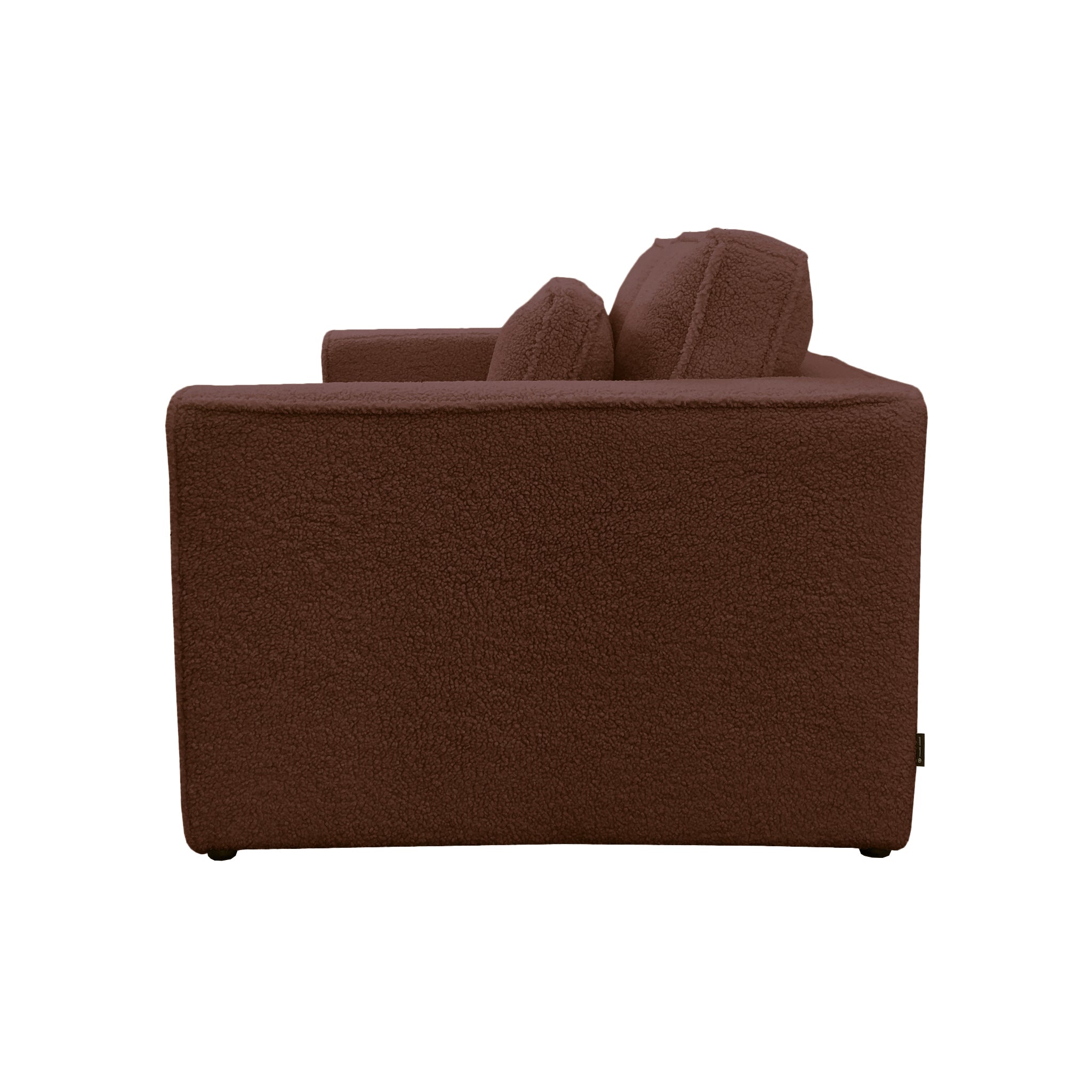 Canapé droit Descartes en tissu bouclette terracotta Paname Avenue, vue de profil sur fond blanc
