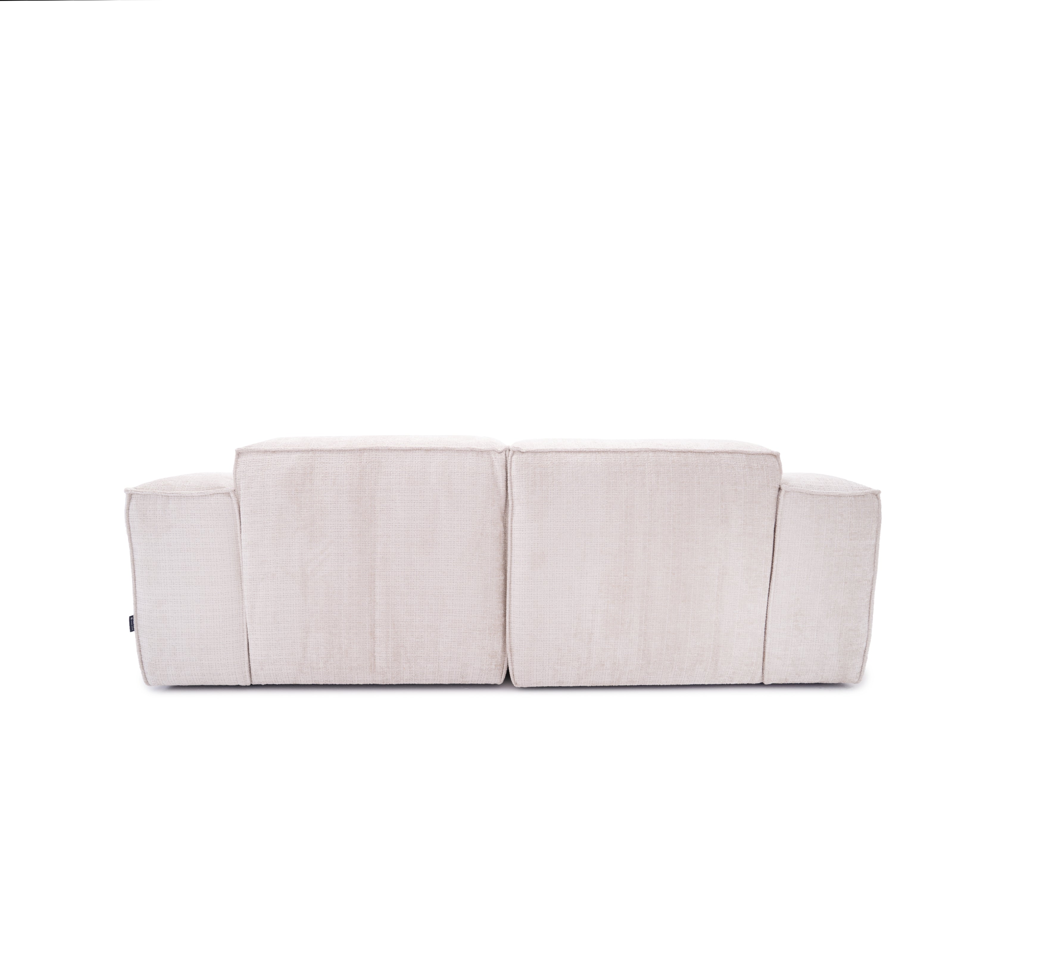 Canapé droit Lacepede en tissu chenille beige Paname Avenue, vue arrière sur fond blanc